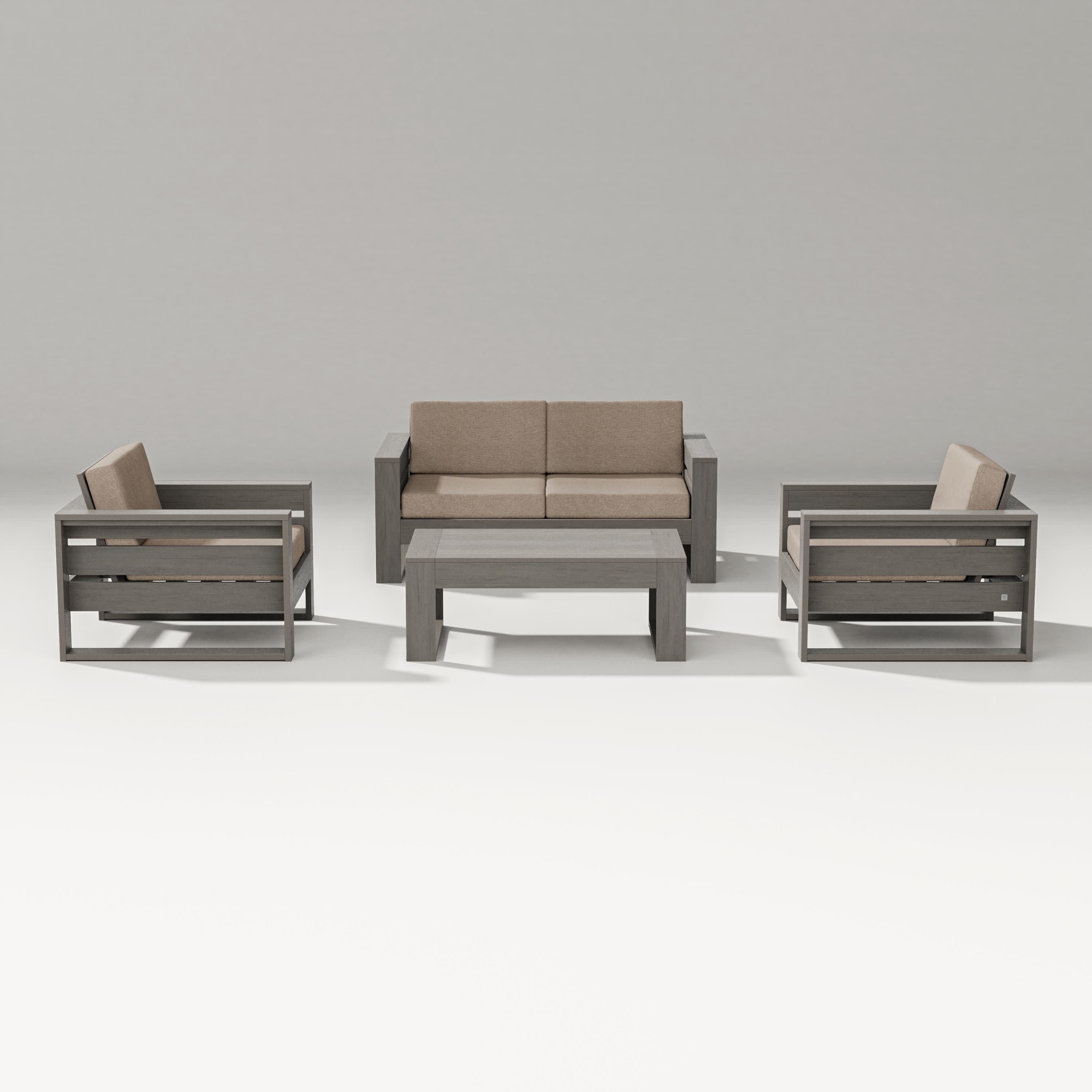 Latitude 4-Piece Lounge Loveseat Set in Driftwood / Spiced Burlap