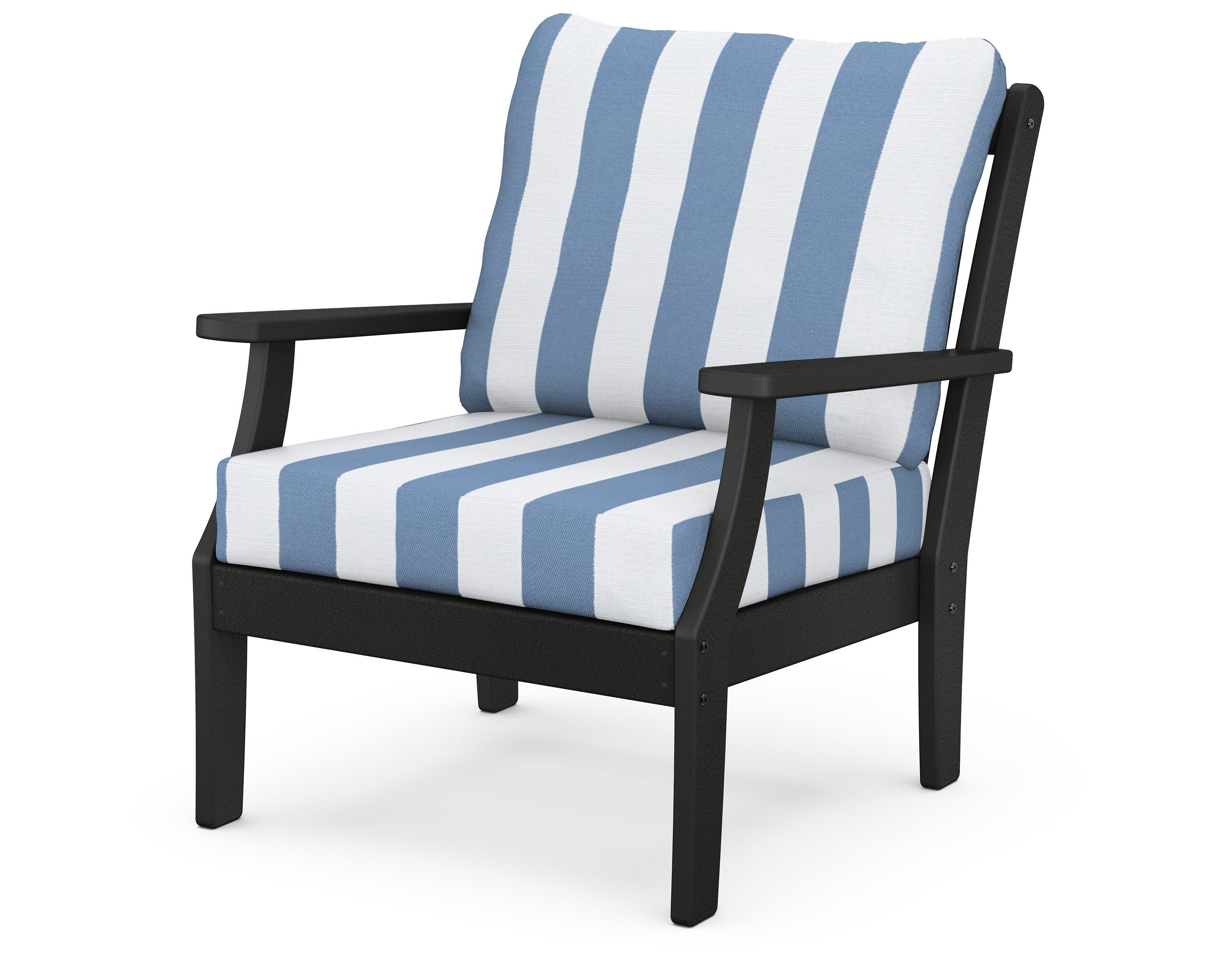 Braxton Deep Seating Chair in Black / Cabana Stripe Sky Blue