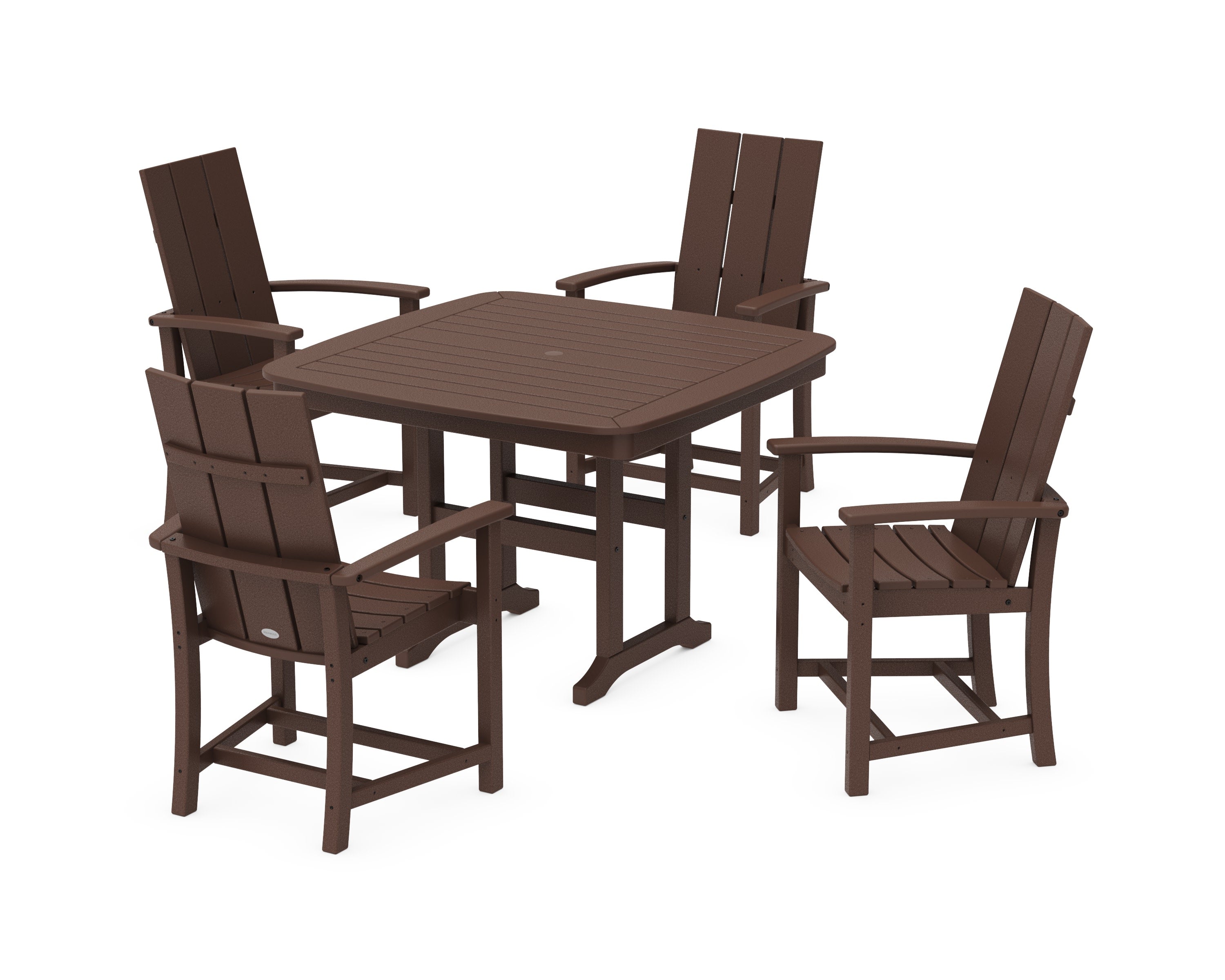 Modern Adirondack 5-Piece Dining Set with Trestle Legs in Mahogany