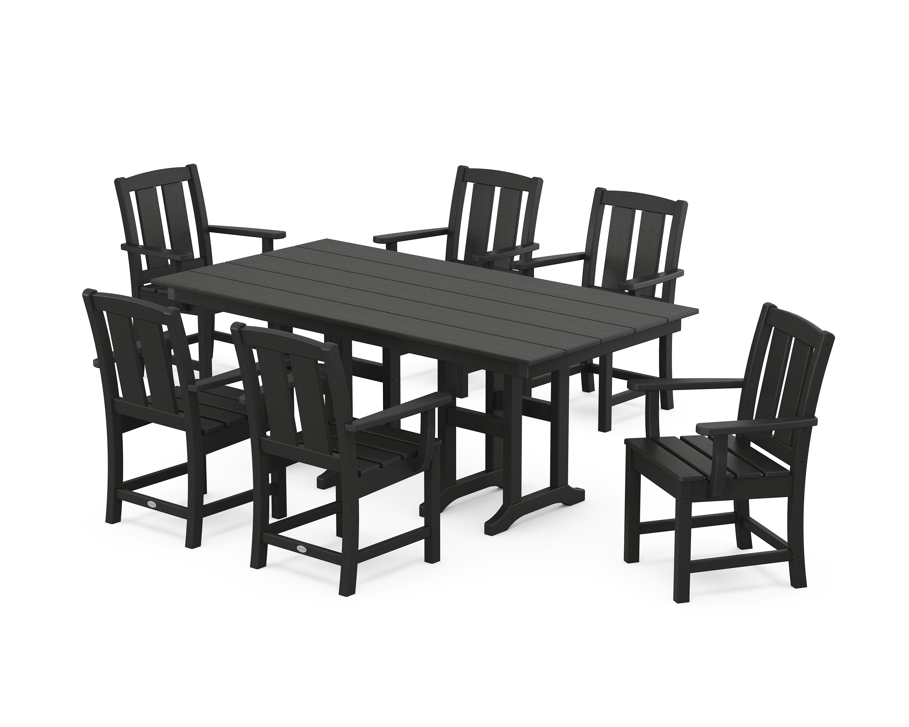 Mission Arm Chair 7-Piece Farmhouse Dining Set in Black