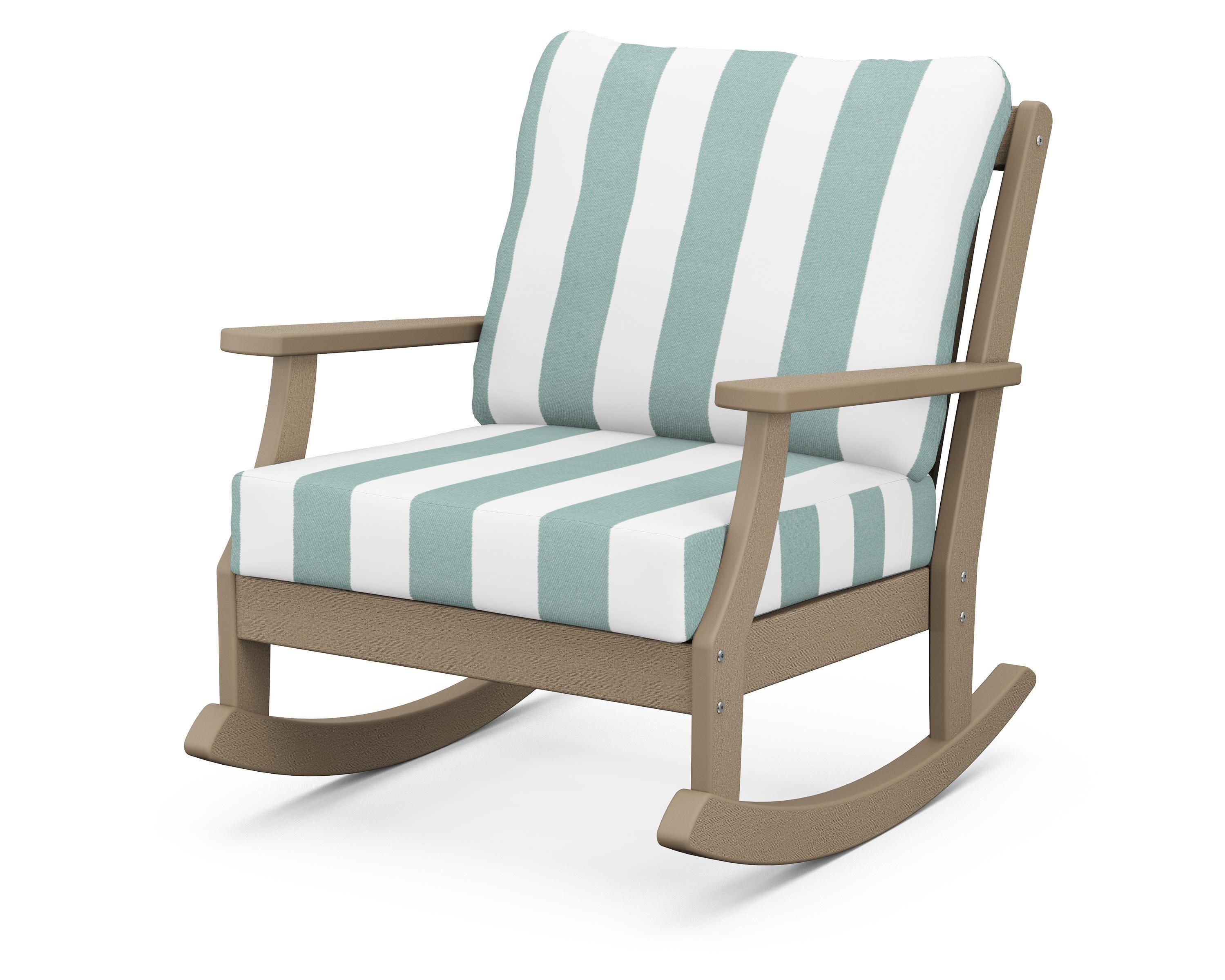 Braxton Deep Seating Rocking Chair in Vintage Sahara / Cabana Stripe Glacier Spa
