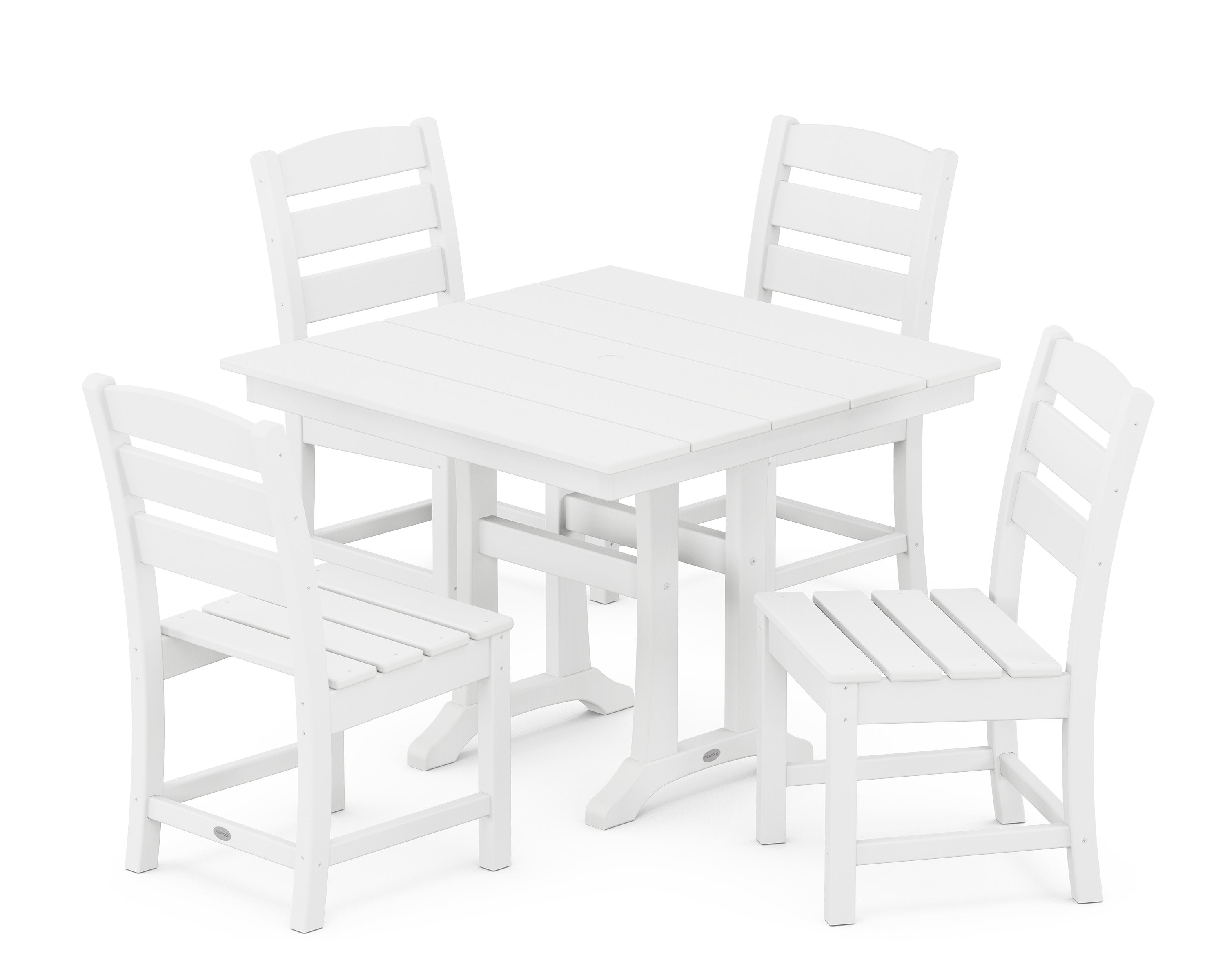 Lakeside 5-Piece Farmhouse Trestle Side Chair Dining Set in White