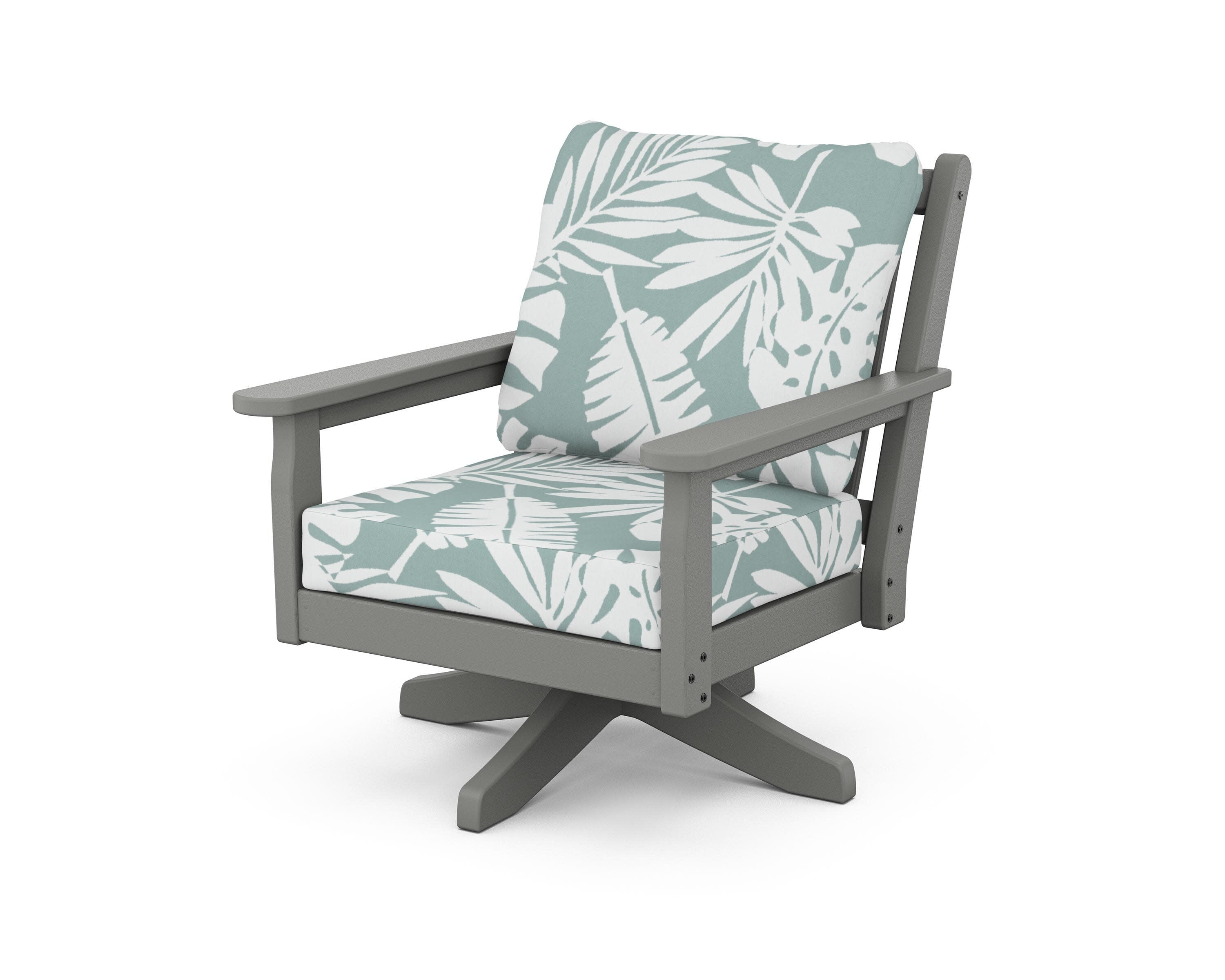 Chippendale Deep Seating Swivel Chair in Slate Grey / Leaf Glacier Spa