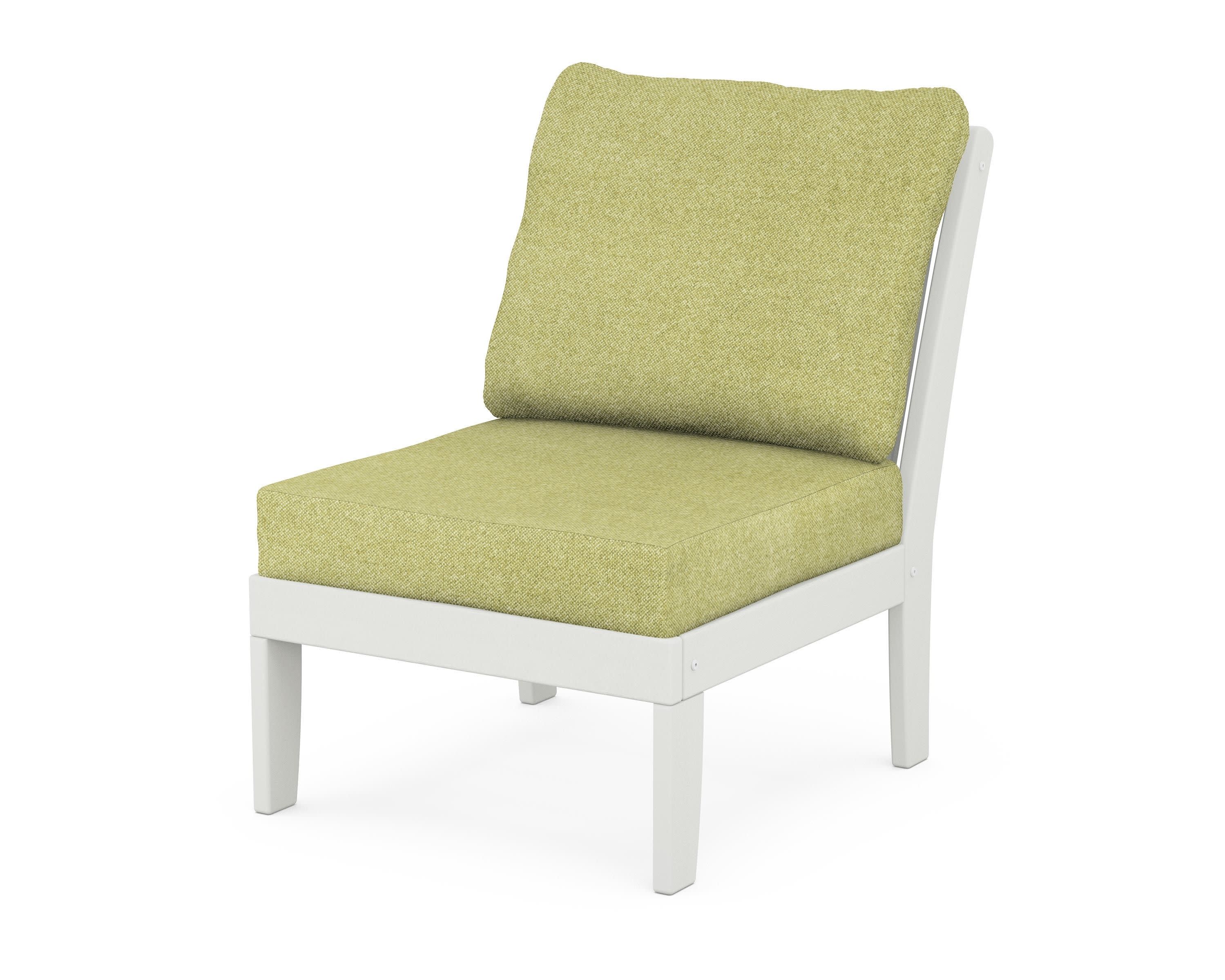 Braxton Modular Armless Chair in Vintage White / Chartreuse Boucle