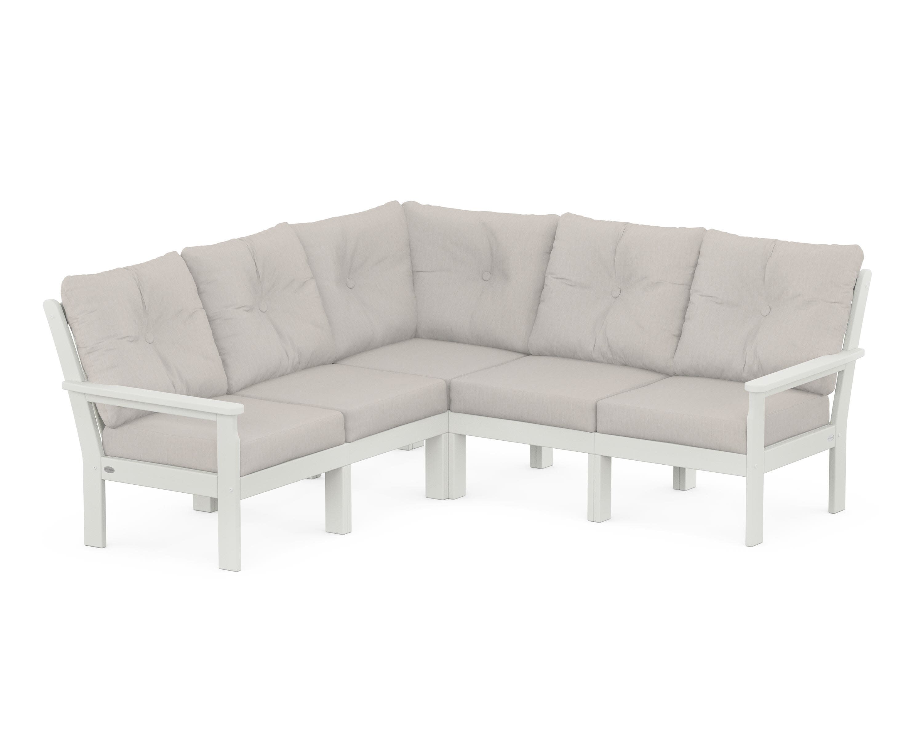 Vineyard 5-Piece Sectional in Vintage White / Cast Ash