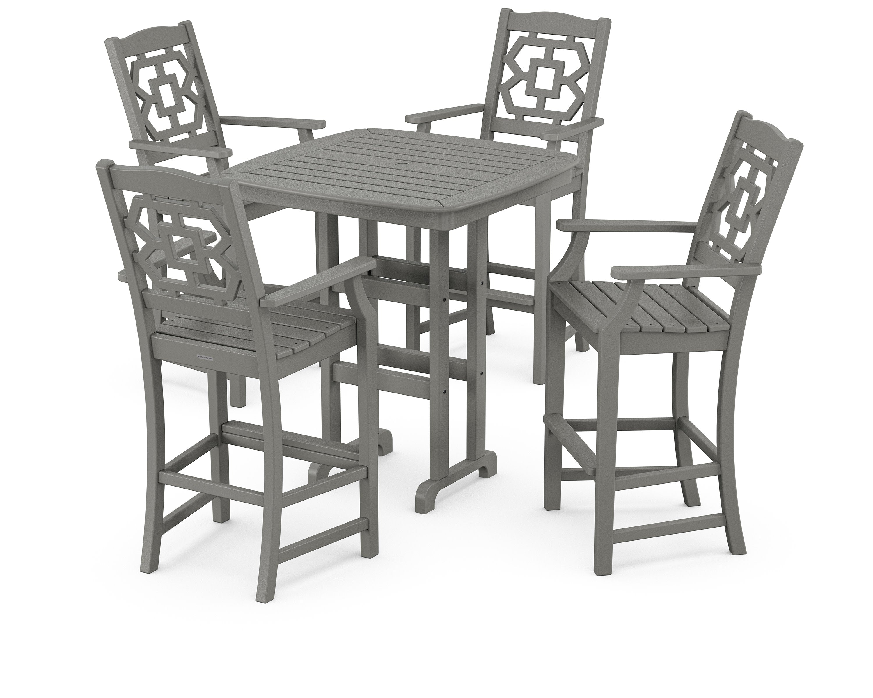 Chinoiserie 5-Piece Bar Set in Slate Grey