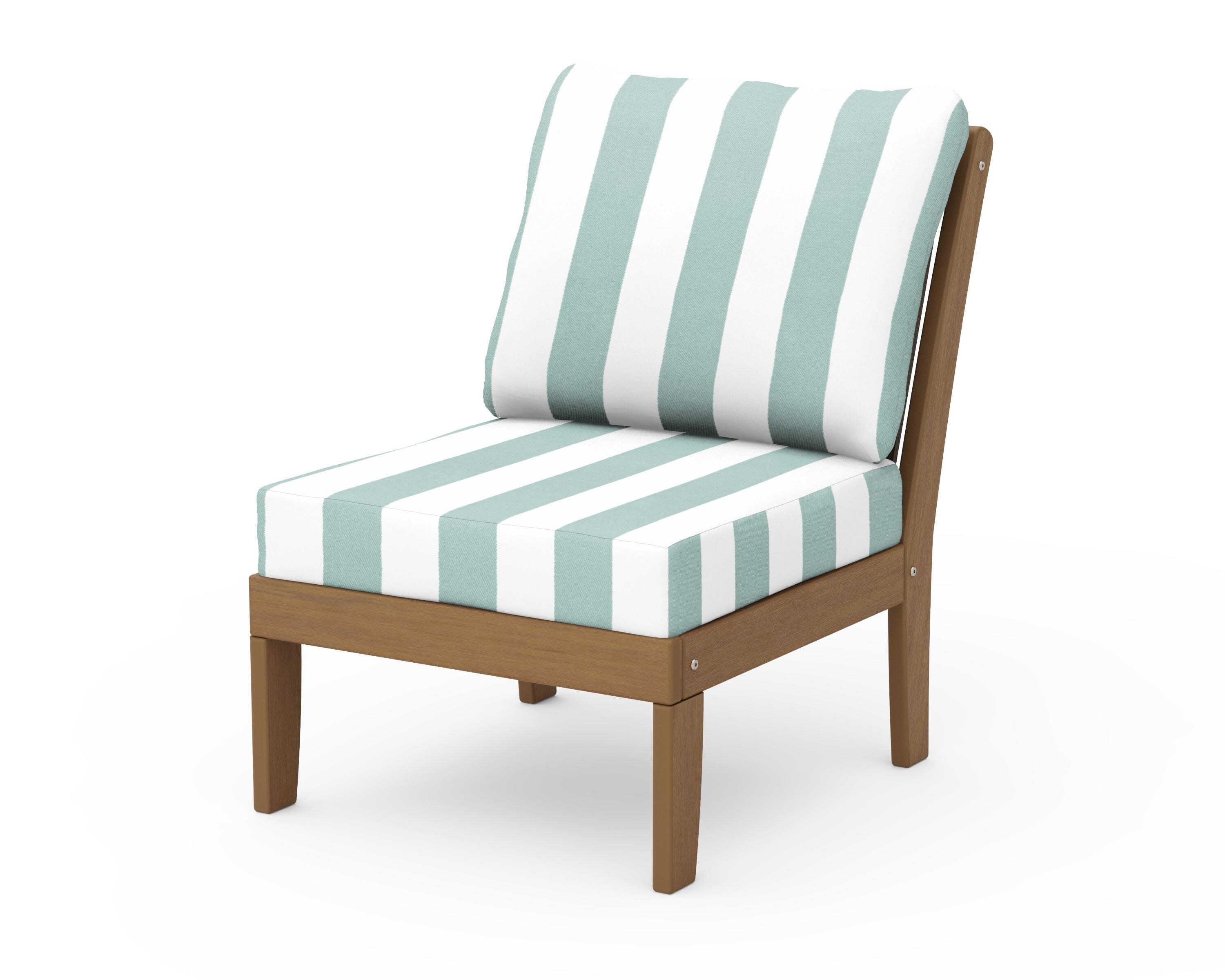 Braxton Modular Armless Chair in Natural / Cabana Stripe Glacier Spa