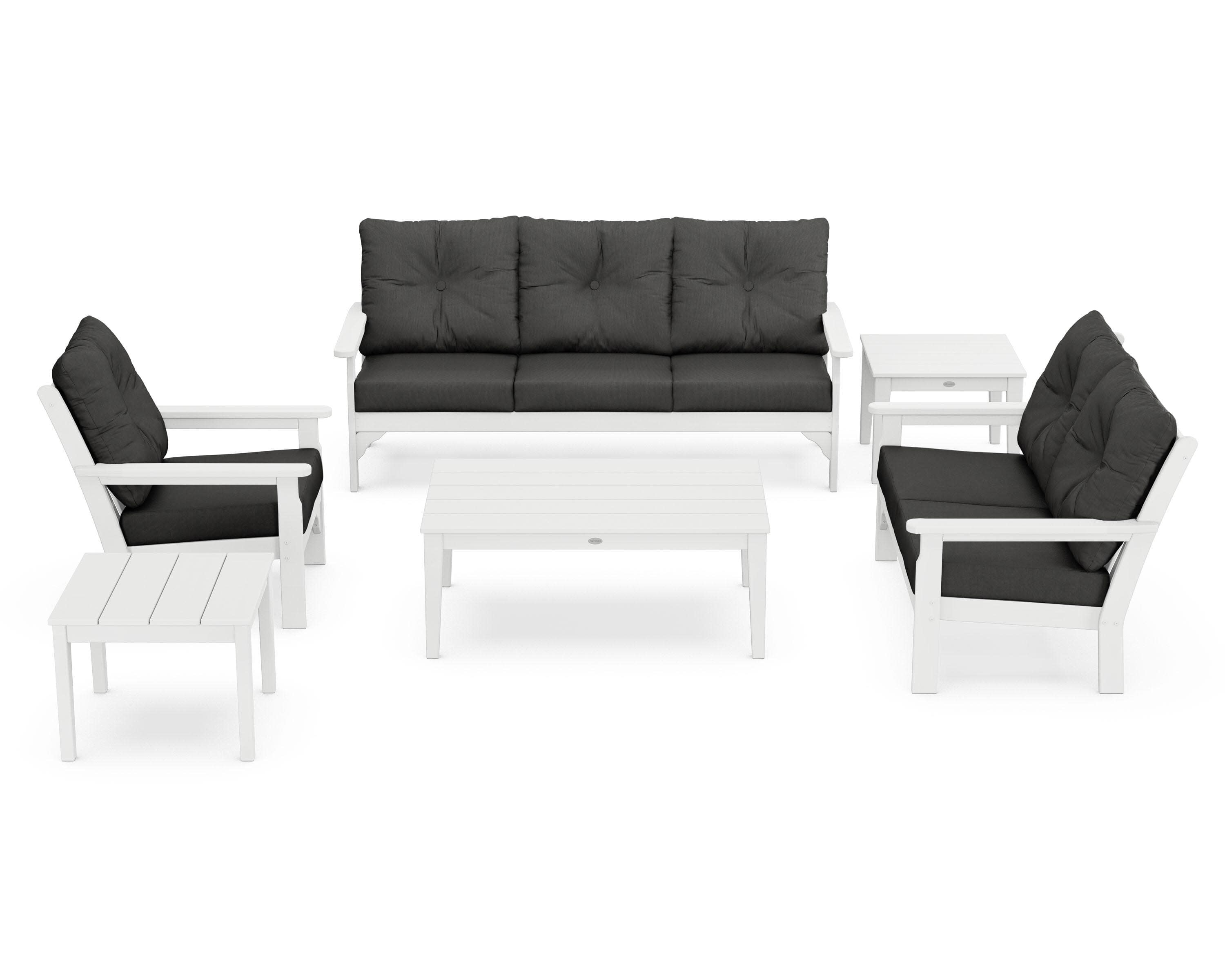 Vineyard 6-Piece Deep Seating Set in White / Spectrum Carbon