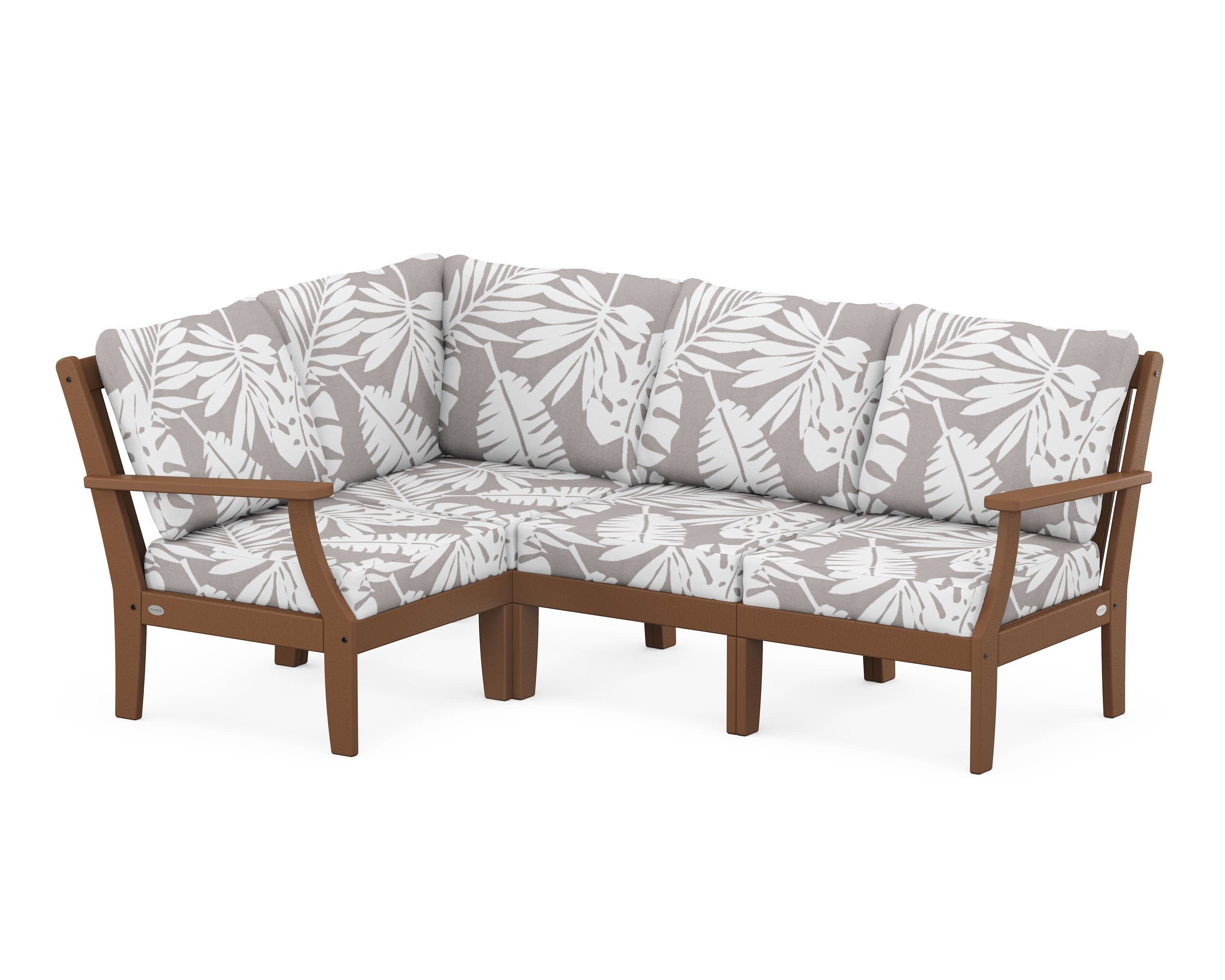 Braxton Modular 4-Piece Deep Seating Set in Teak / Leaf Grey Mist