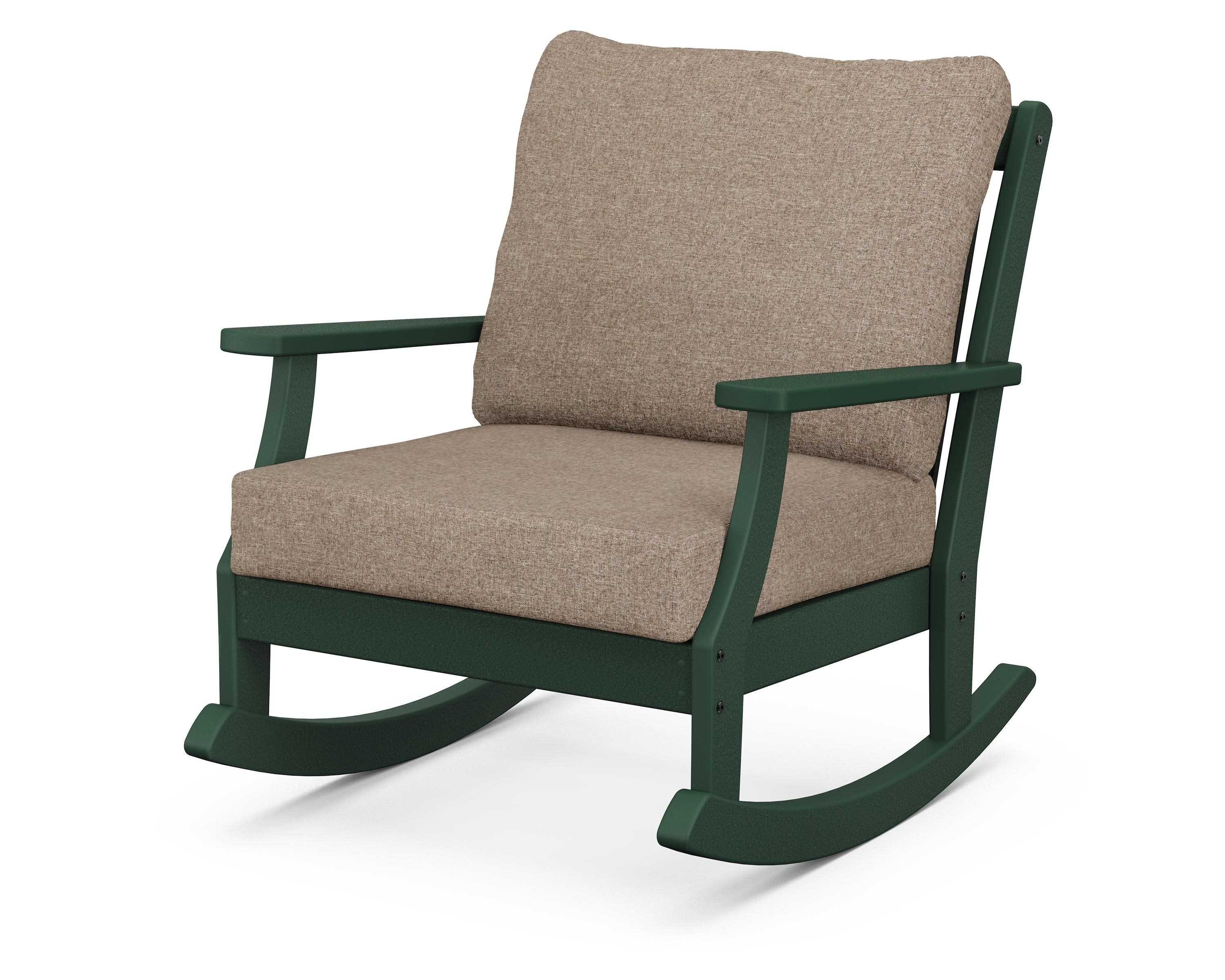 Braxton Deep Seating Rocking Chair in Green / Spiced Burlap