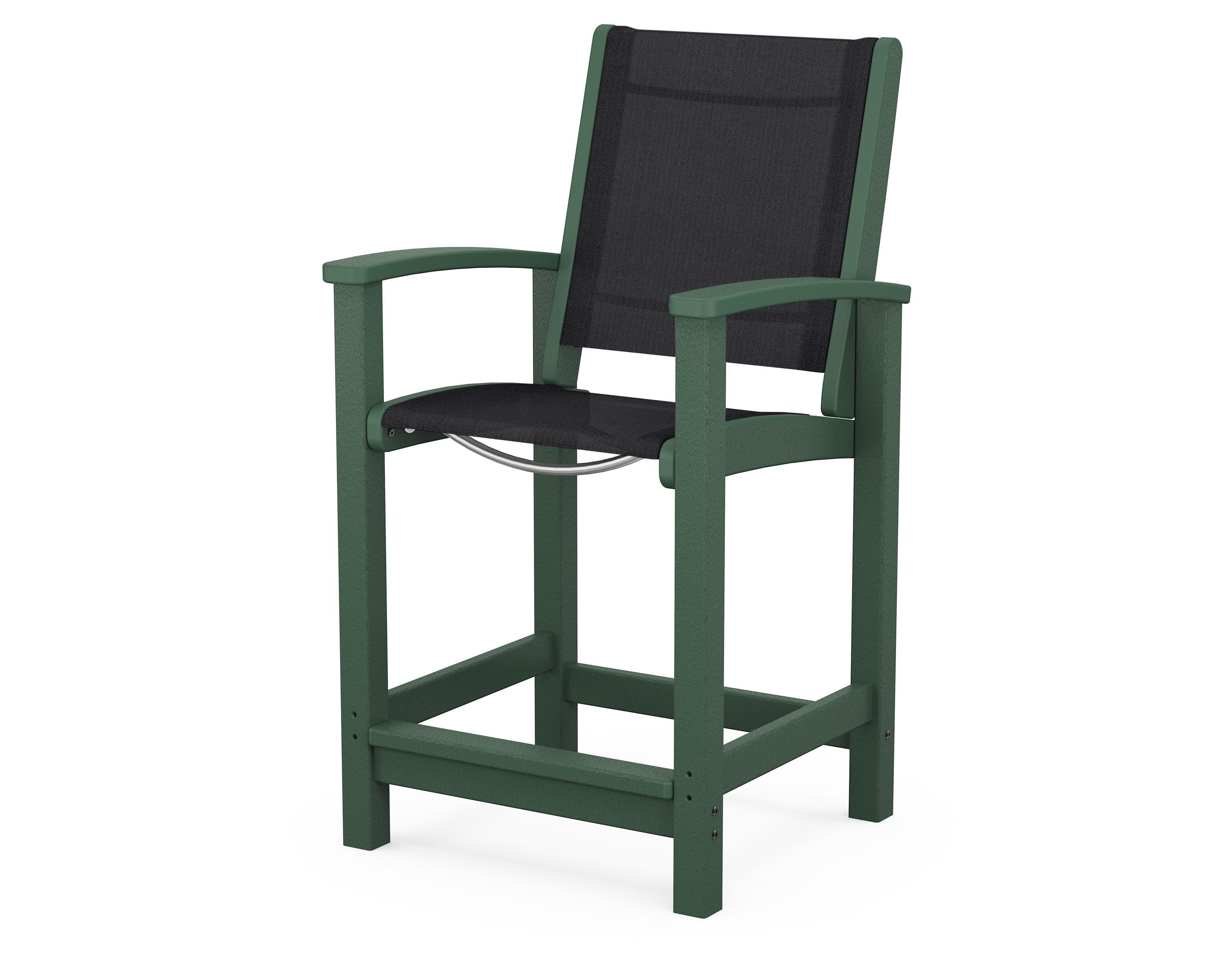 Coastal Counter Chair in Green / Black Sling