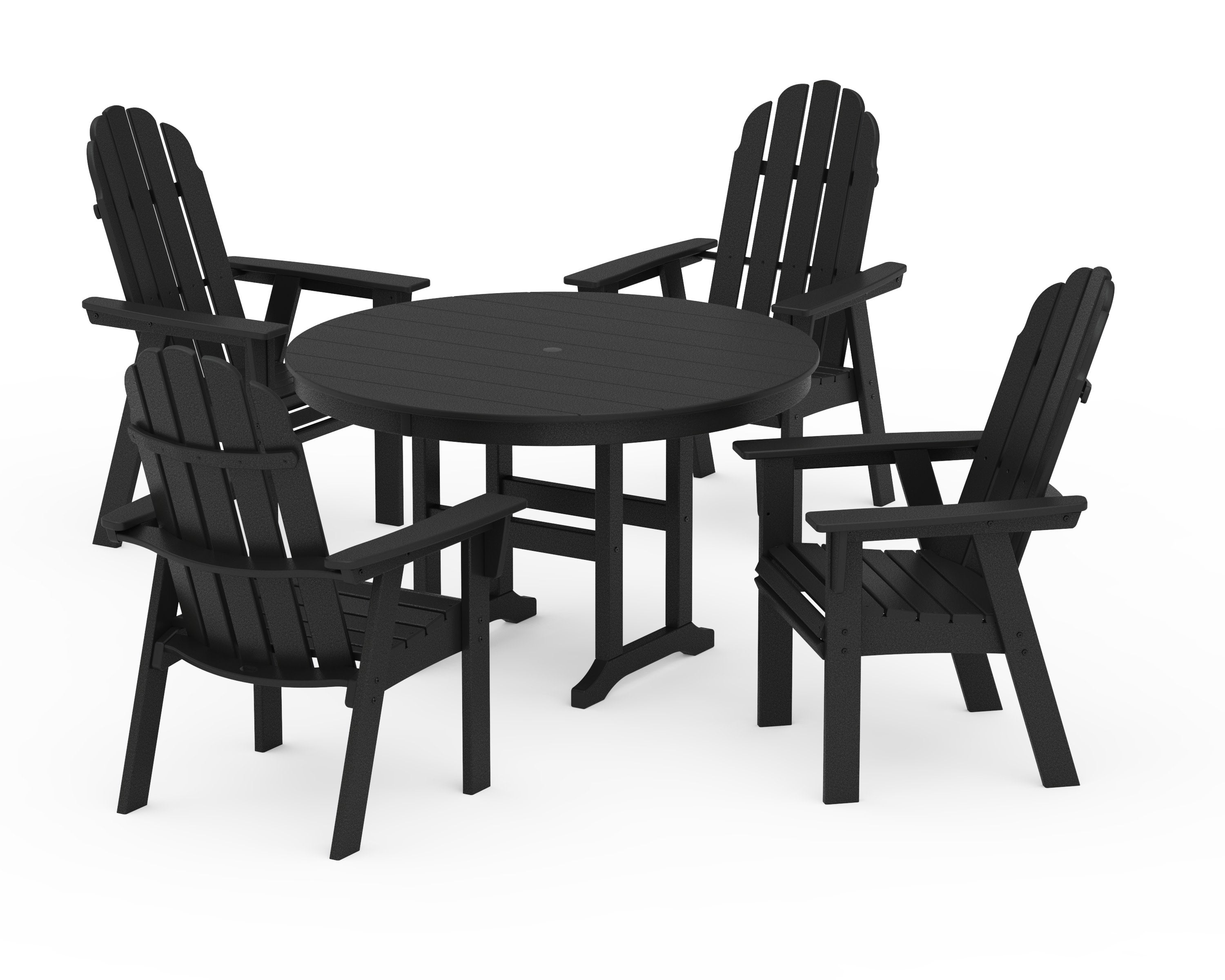 Vineyard Curveback Adirondack 5-Piece Round Farmhouse Dining Set in Black