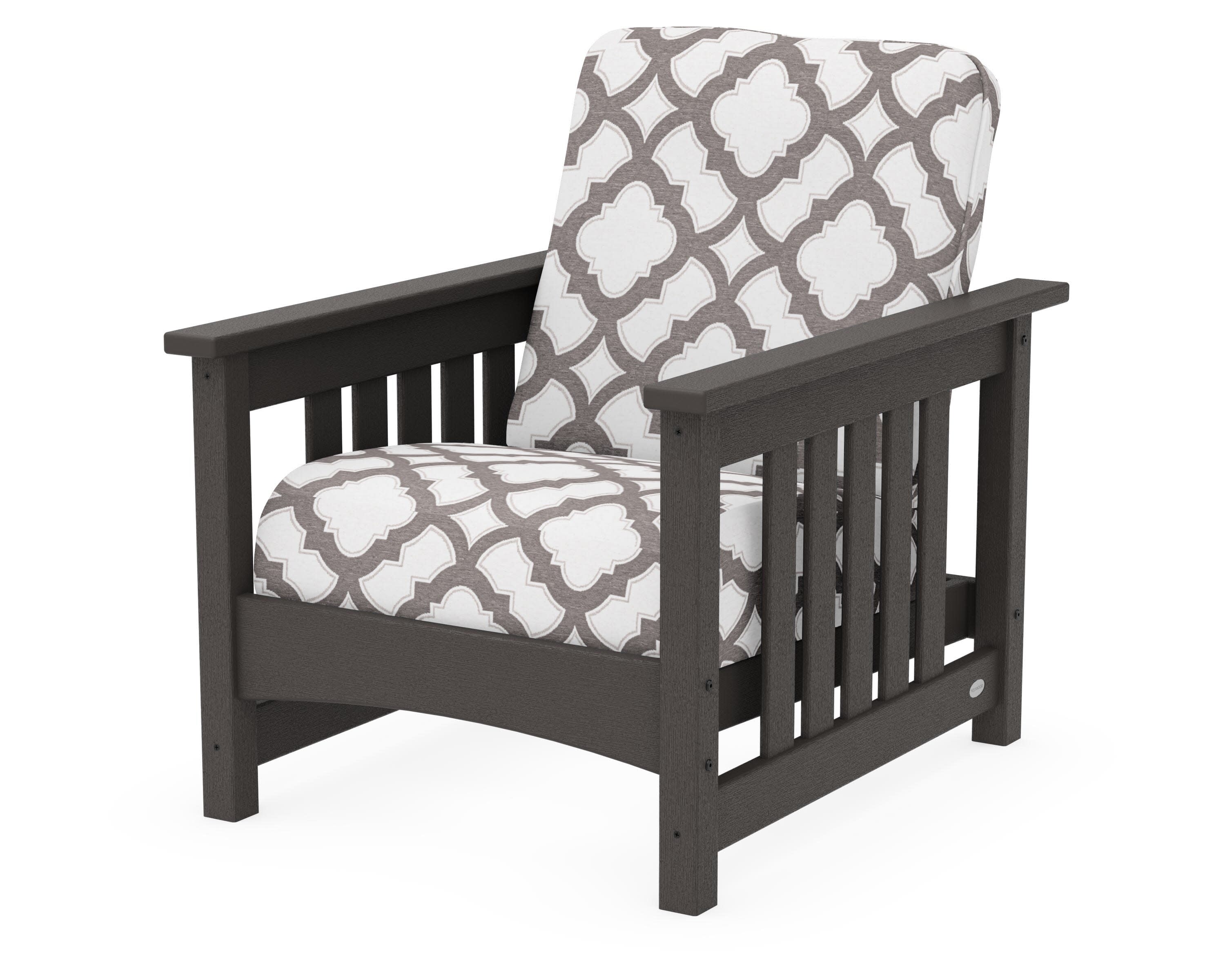 Club Mission Chair in Vintage Coffee / Trellis Grey Mist