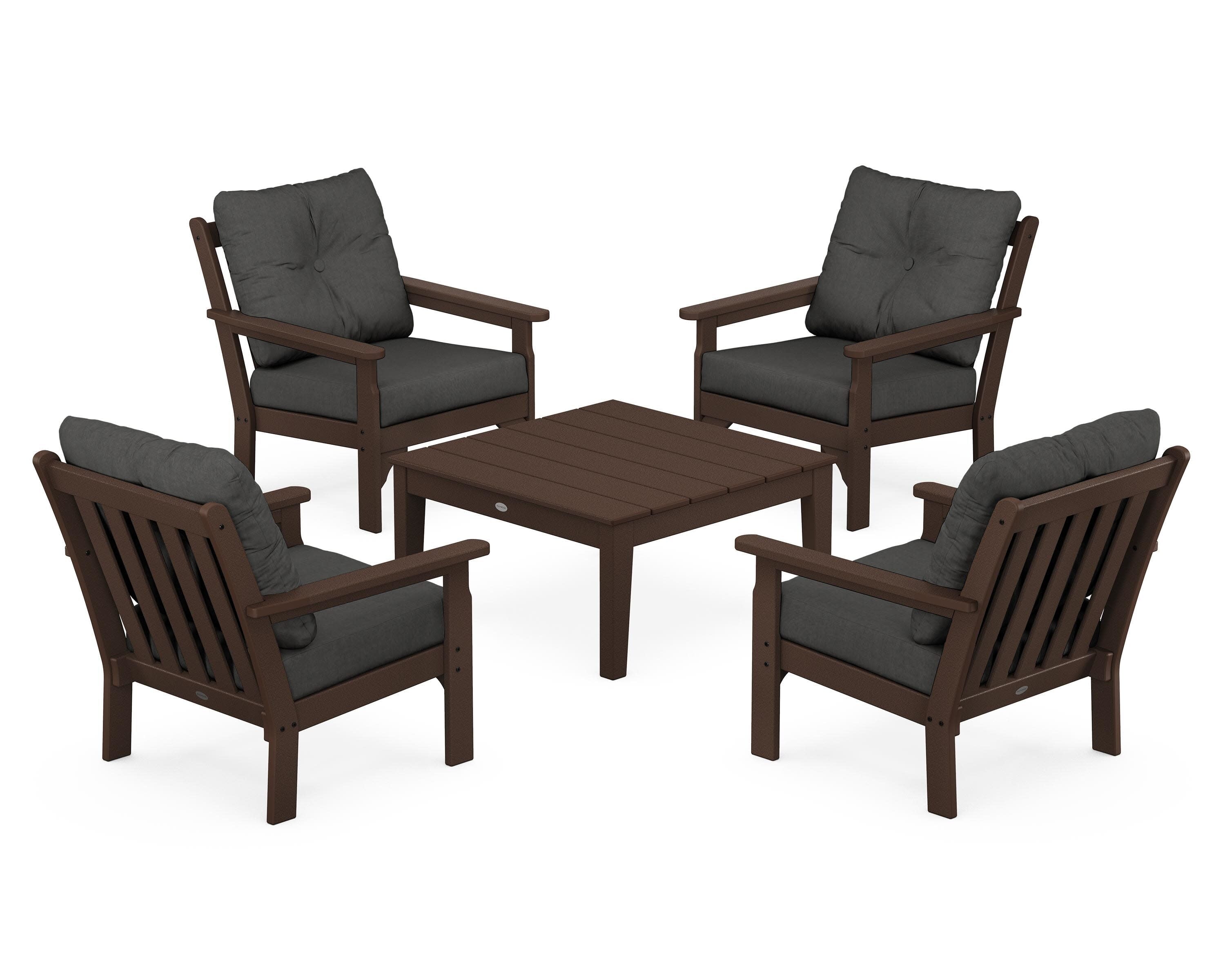 Vineyard 5-Piece Deep Seating Conversation Set in Mahogany / Spectrum Carbon