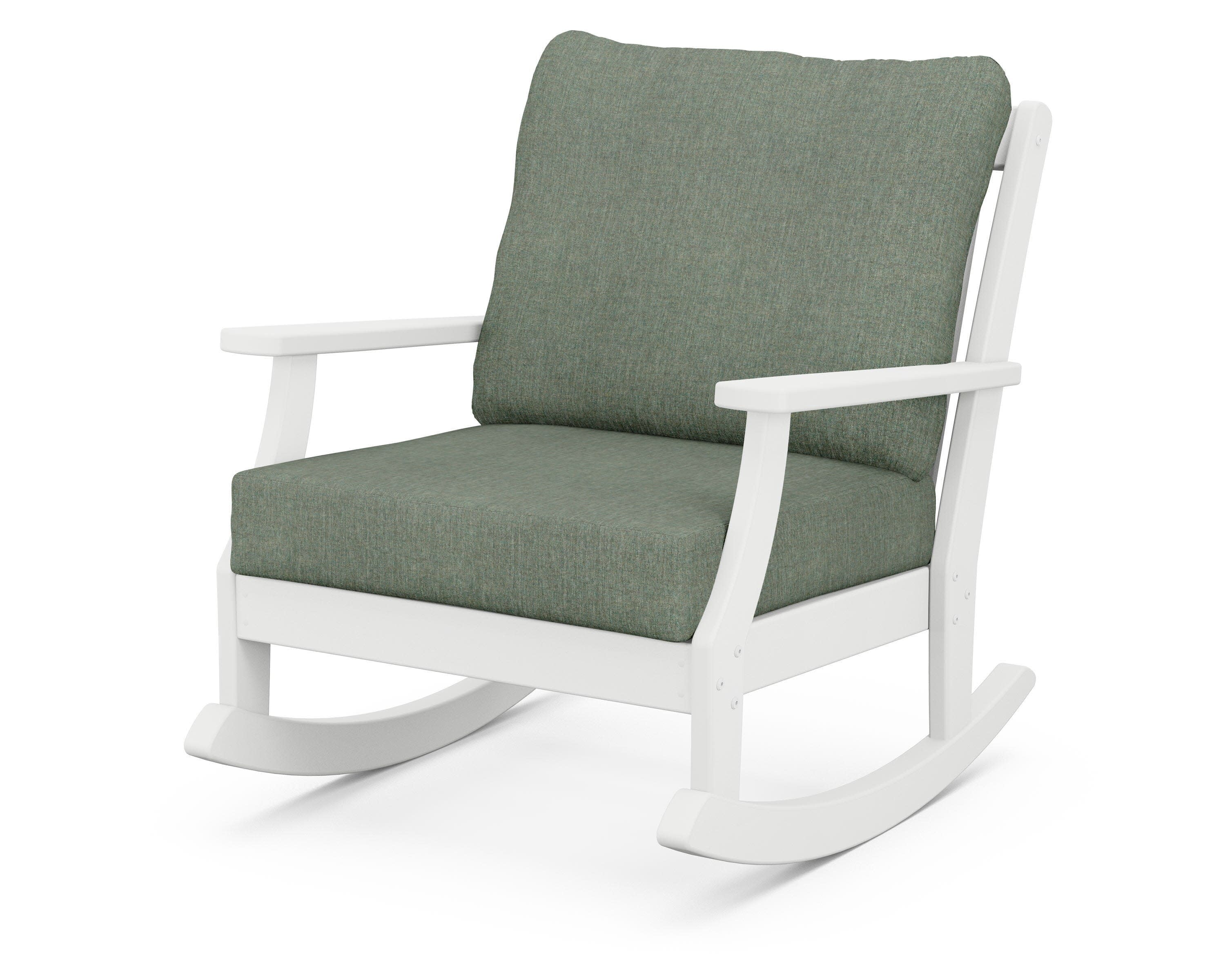 Braxton Deep Seating Rocking Chair in White / Cast Sage
