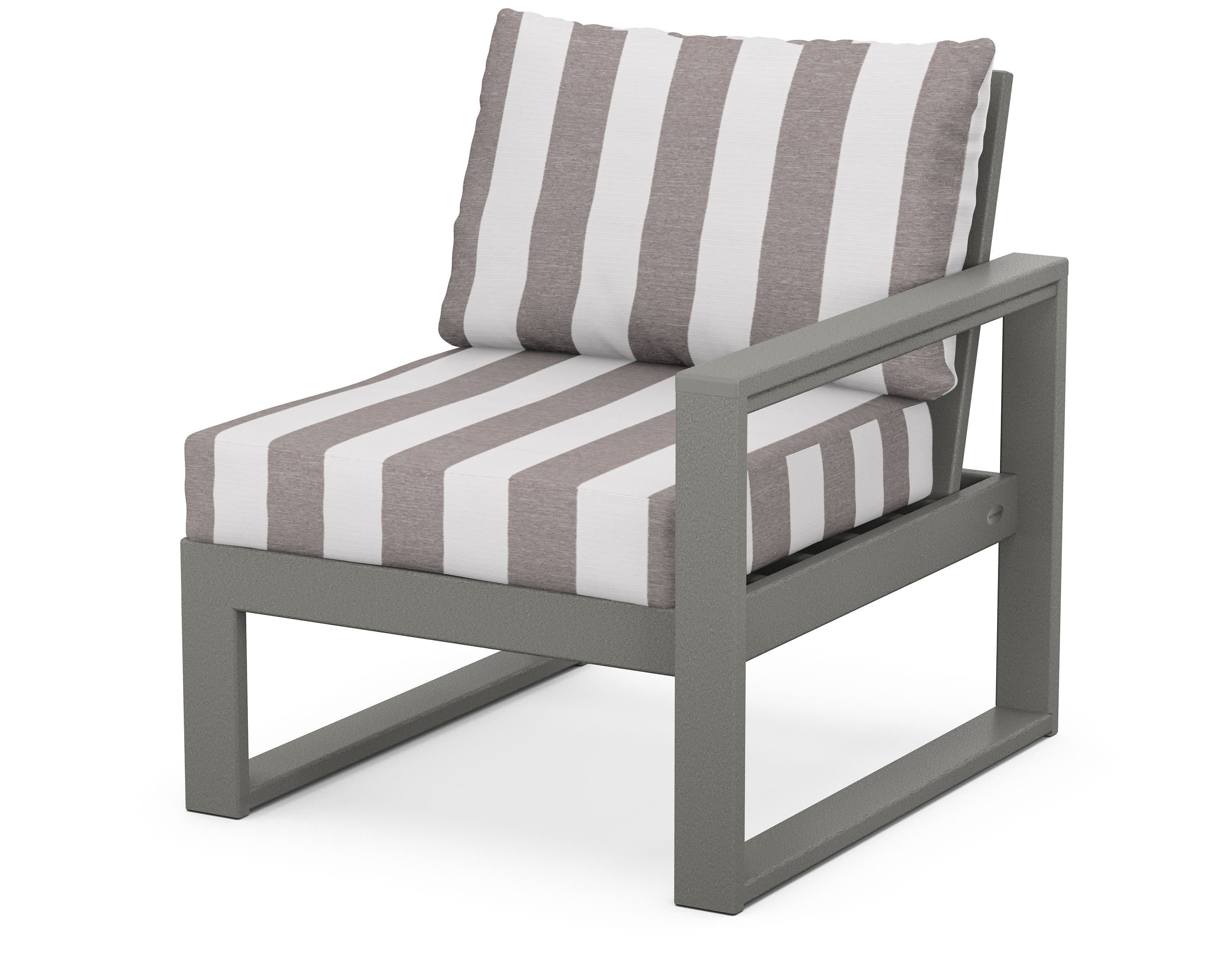 EDGE Modular Right Arm Chair in Slate Grey / Cabana Stripe Grey Mist
