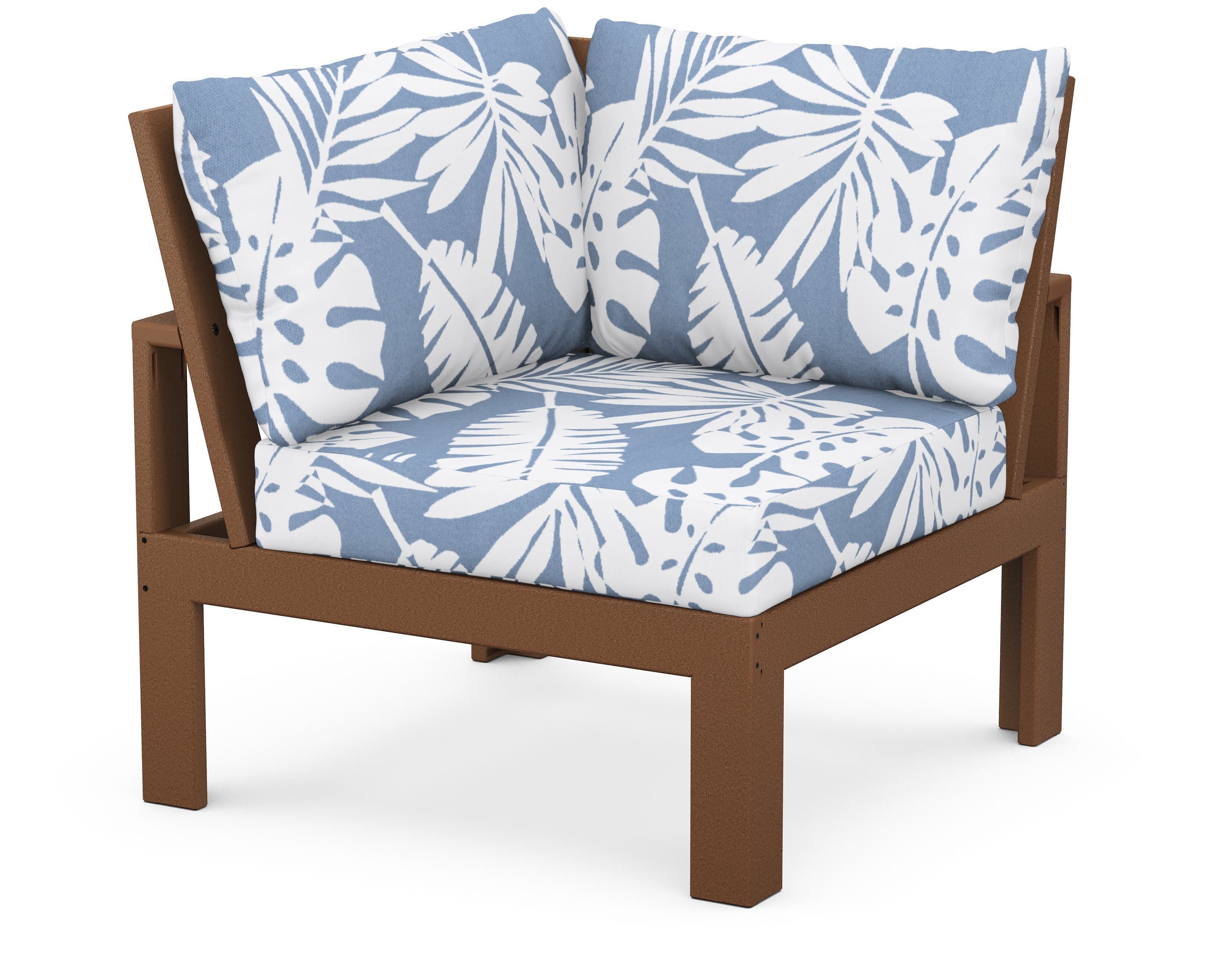 Modular Corner Chair in Teak / Leaf Sky Blue