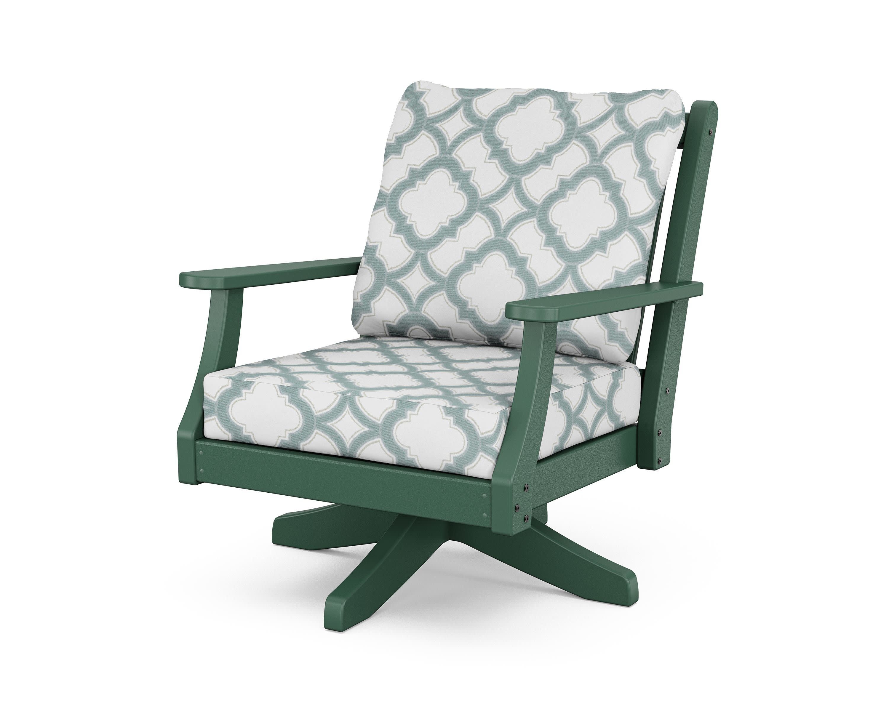 Wovendale Deep Seating Swivel Chair in Green / Trellis Glacier Spa