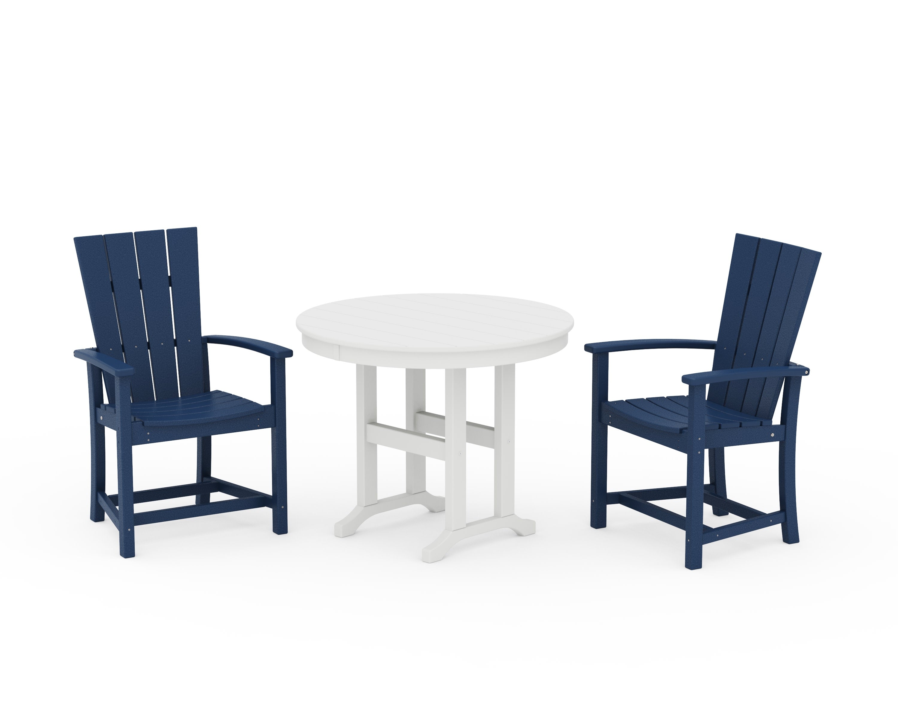 Quattro 3-Piece Round Farmhouse Dining Set in Navy / White