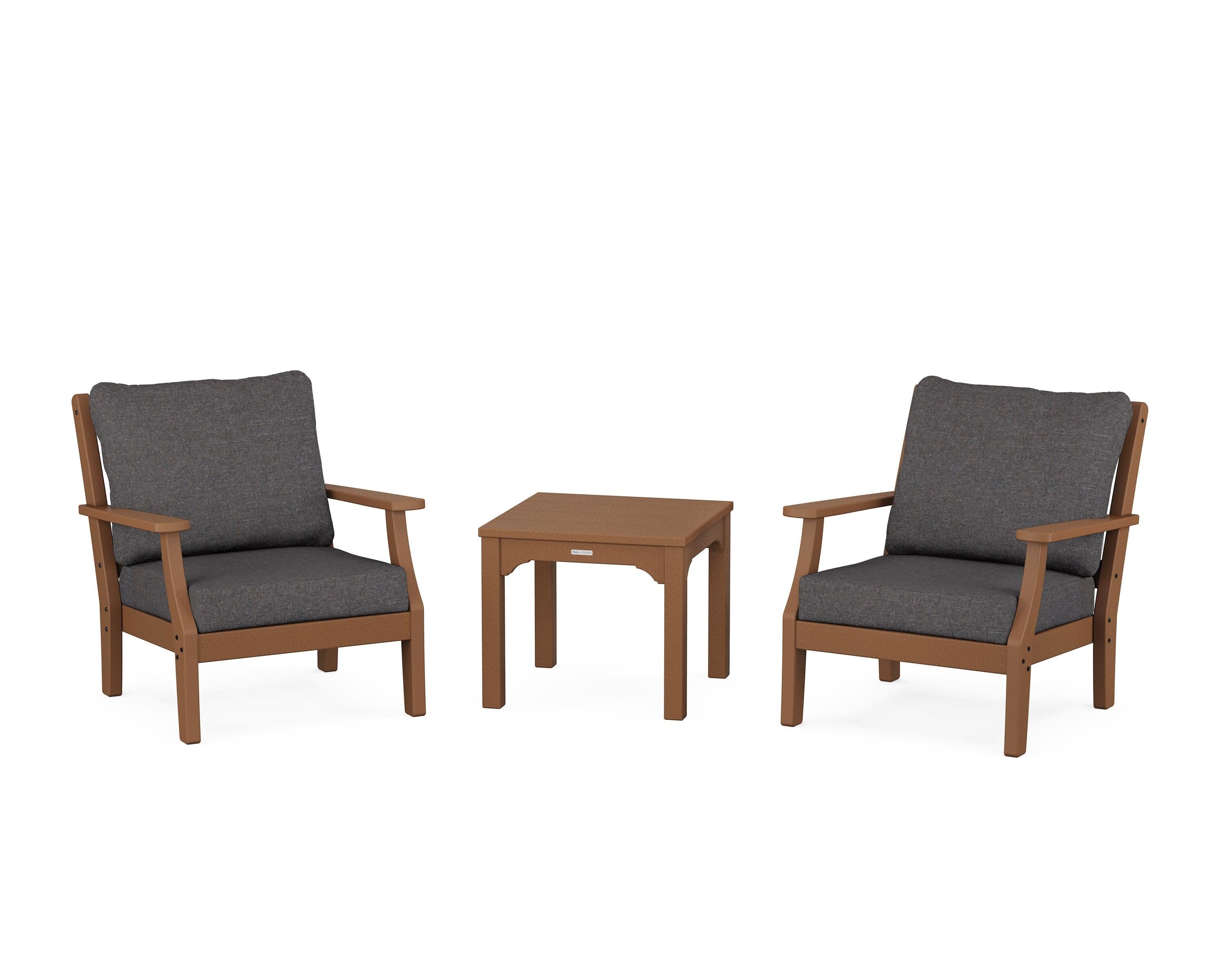 Chinoiserie 3-Piece Deep Seating Set in Teak / Ash Charcoal