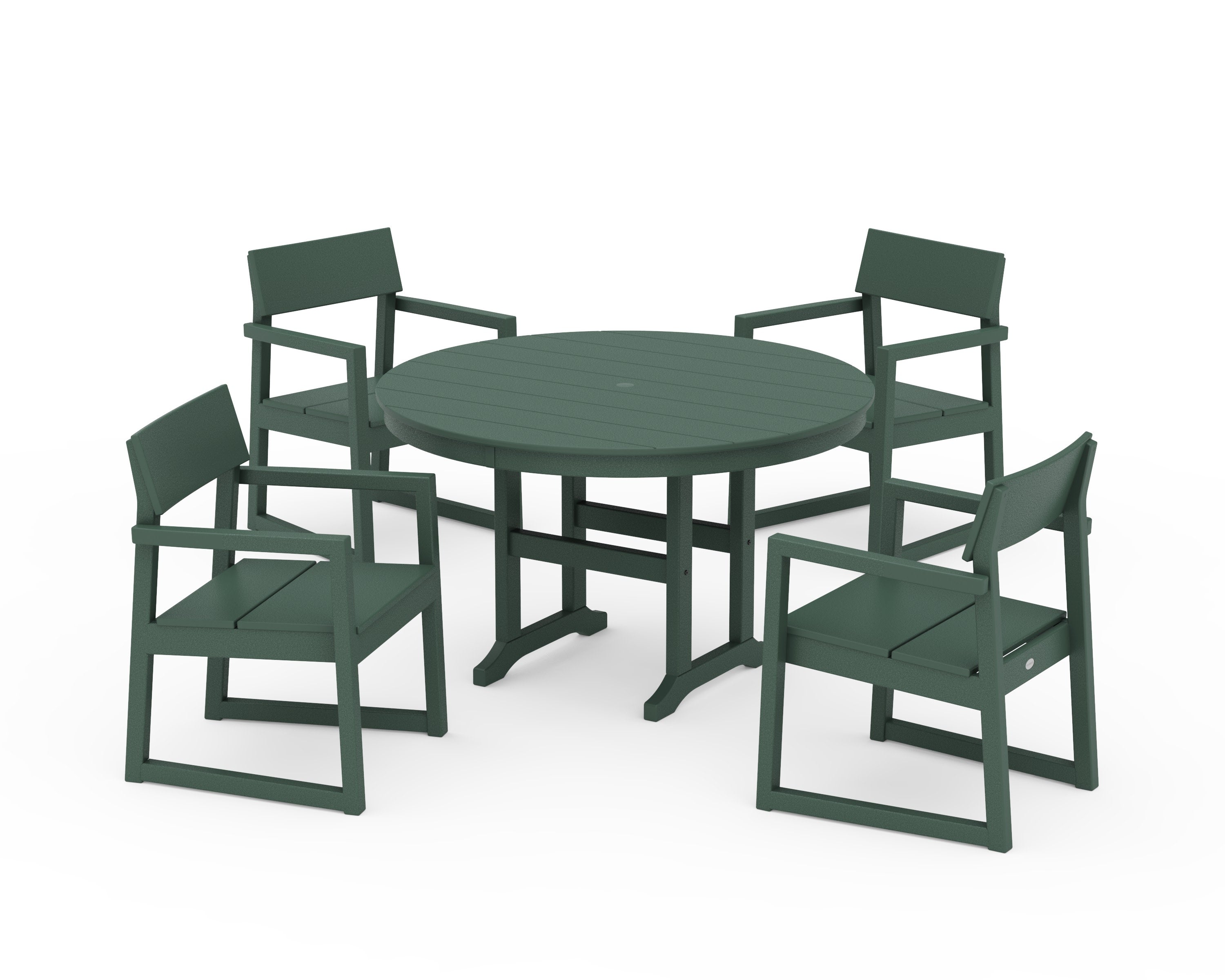 EDGE 5-Piece Round Farmhouse Dining Set in Green