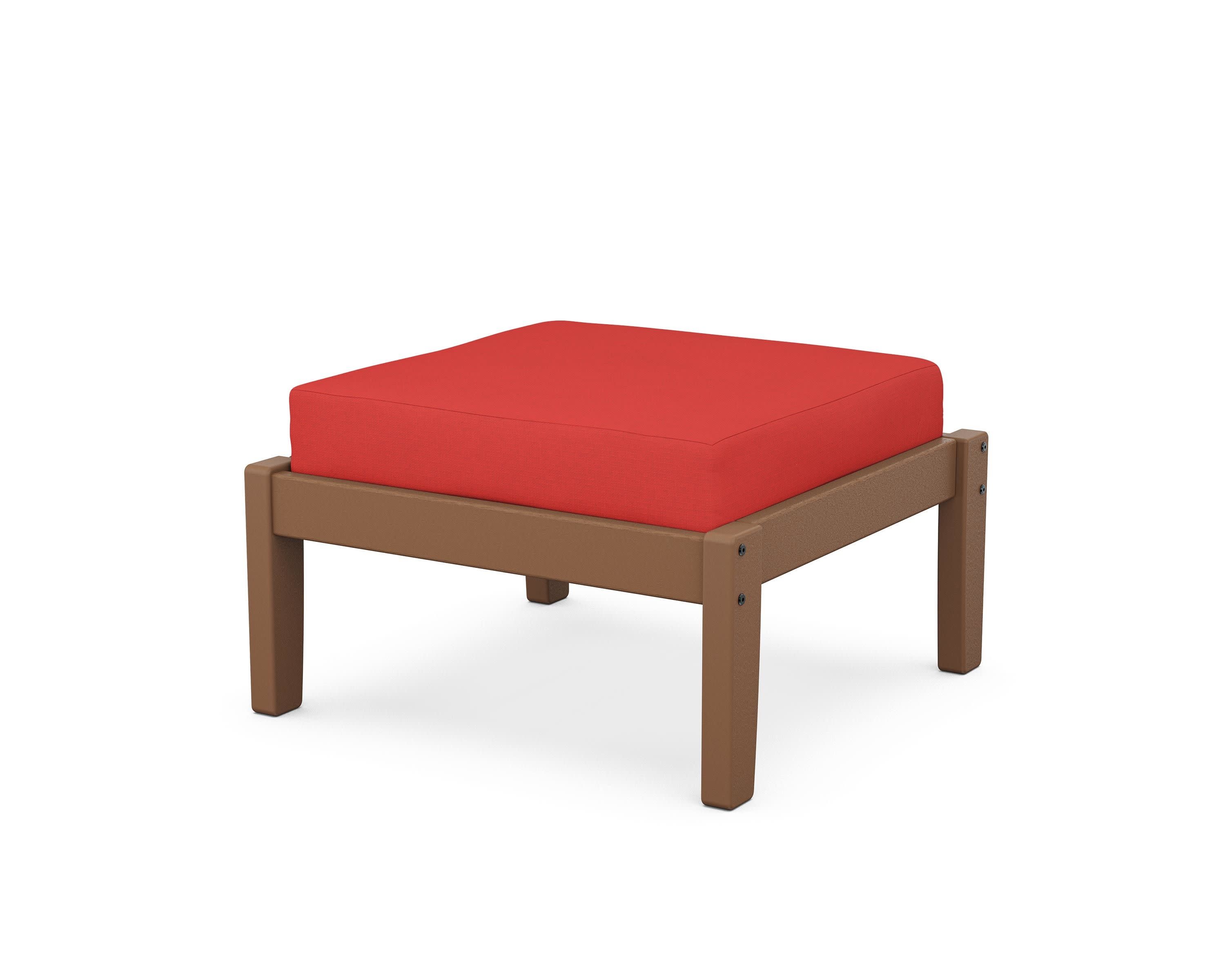 Deep Seating Ottoman in Teak / Crimson Linen