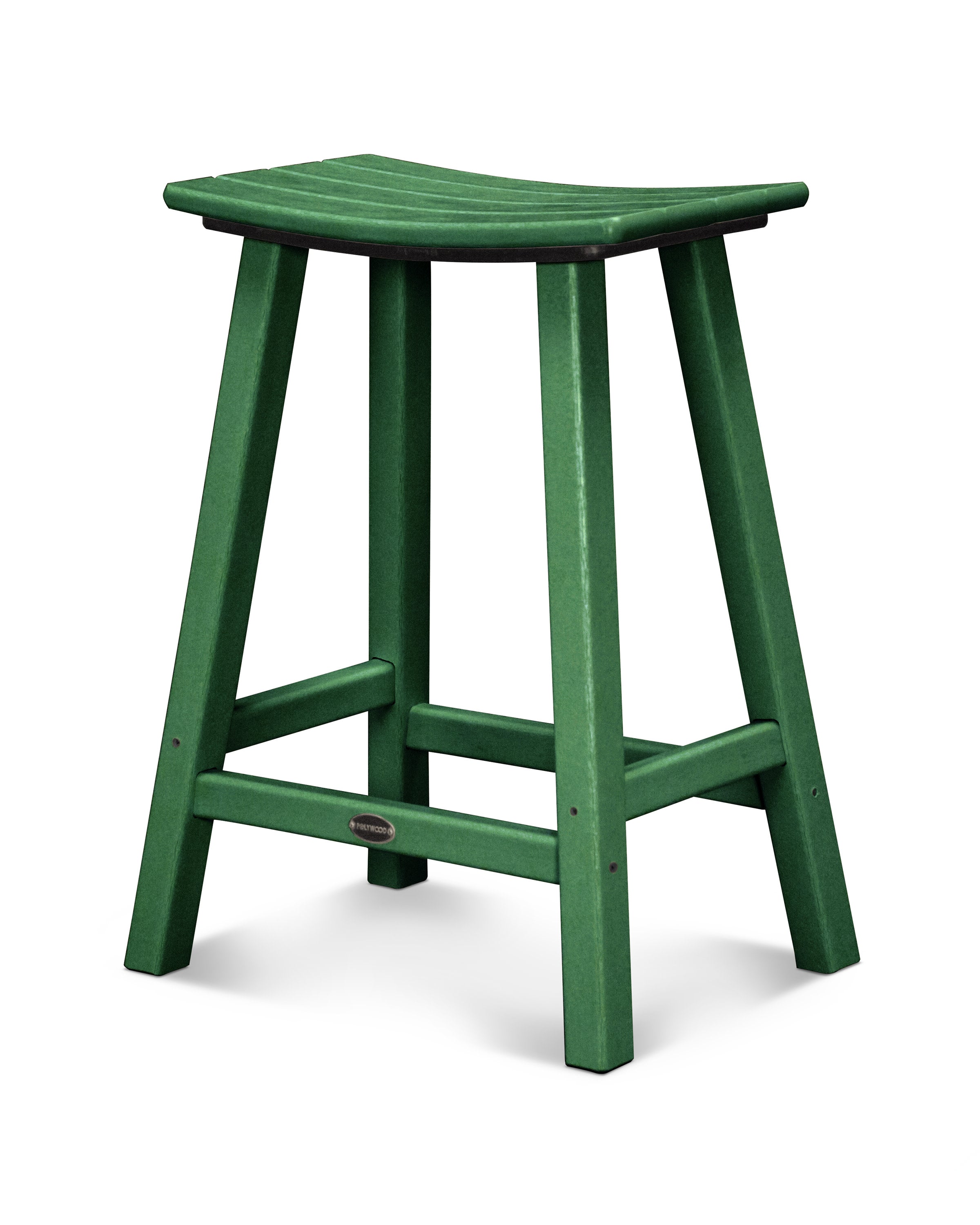 Traditional 24" Saddle Counter Stool in Green