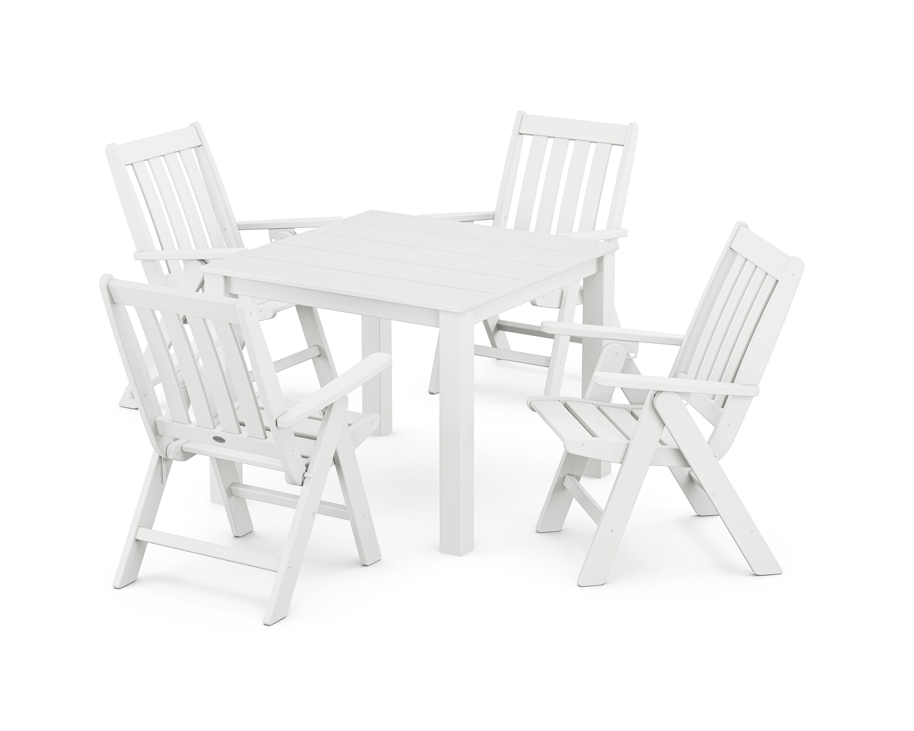Vineyard Folding Chair 5-Piece Parsons Dining Set in White