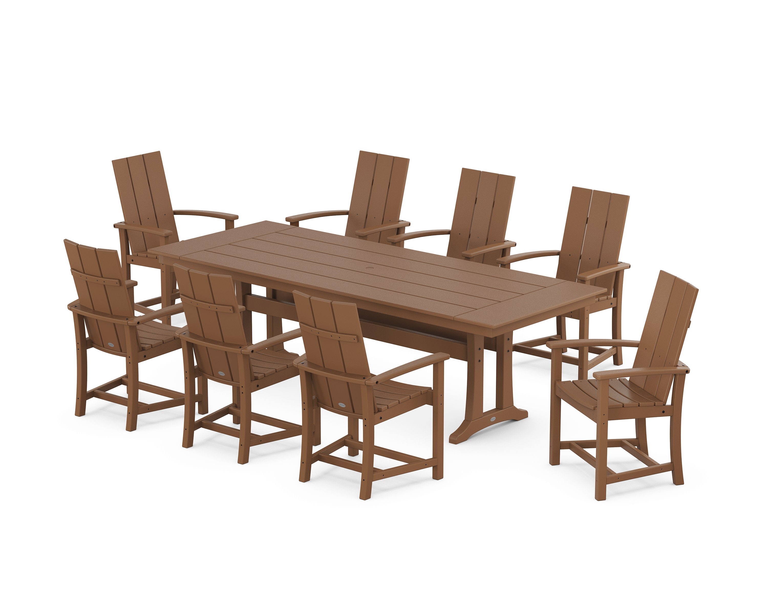 Modern Adirondack 9-Piece Farmhouse Dining Set with Trestle Legs in Teak
