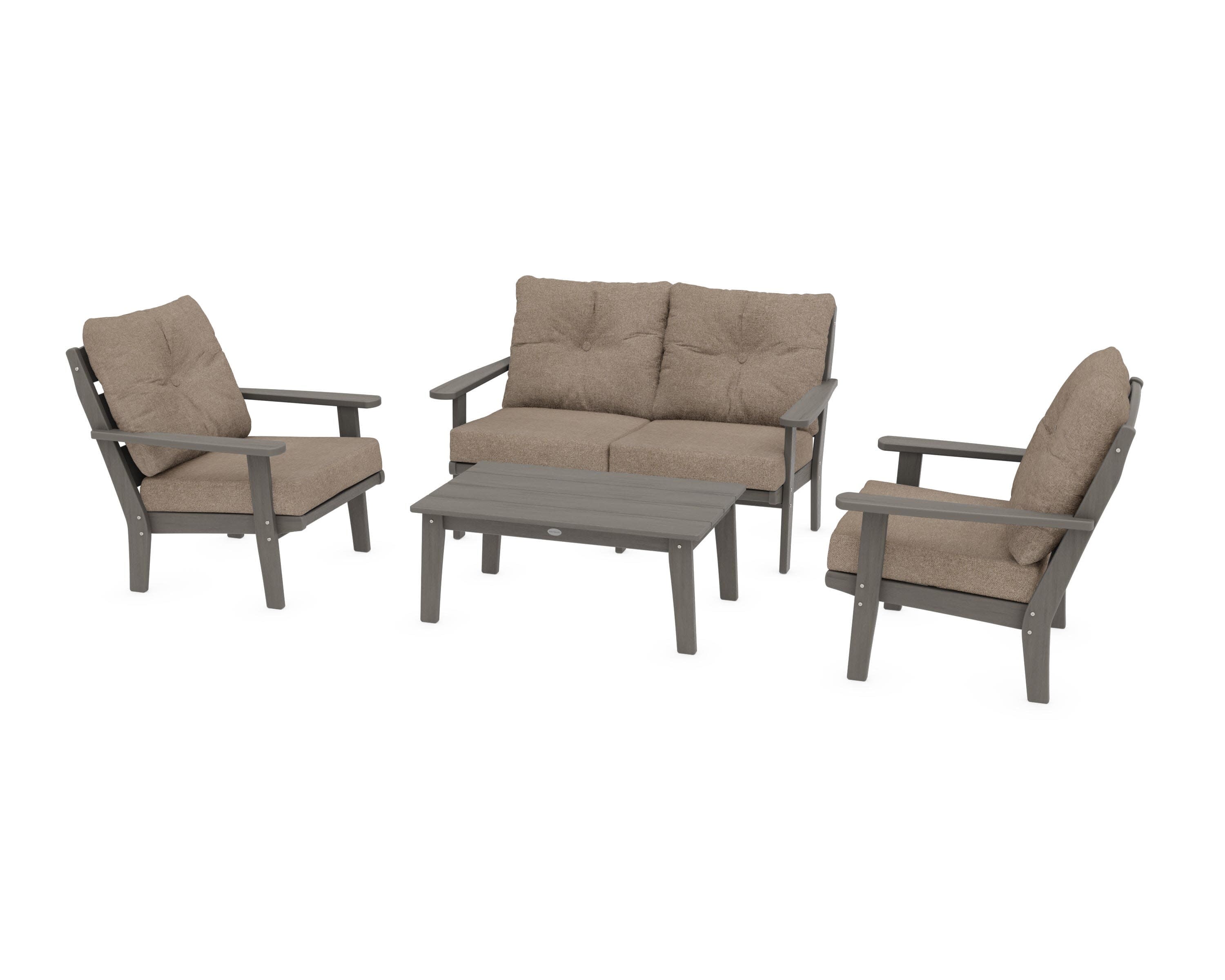 Lakeside 4-Piece Deep Seating Set in Driftwood / Spiced Burlap