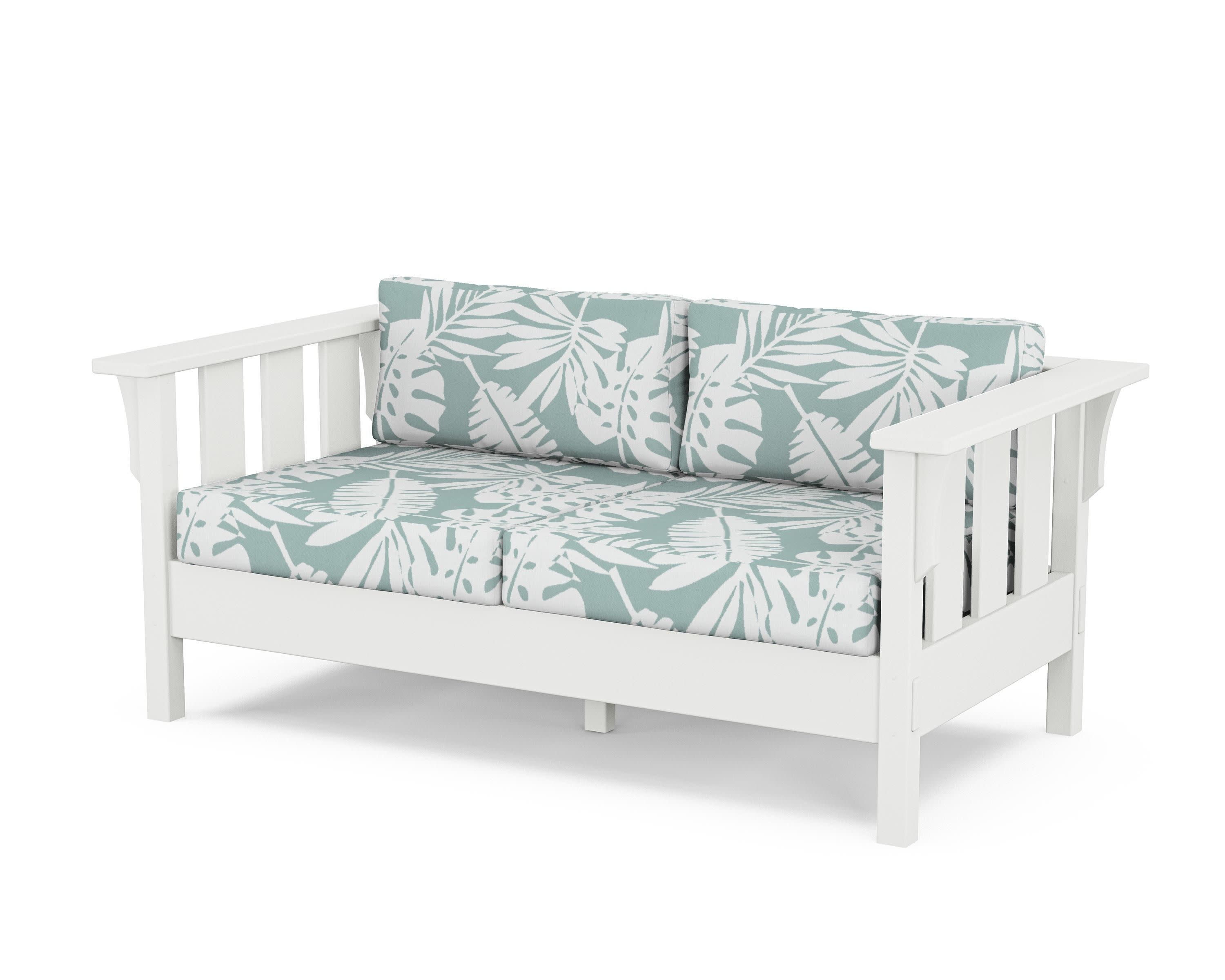 Acadia Deep Seating Loveseat in White / Leaf Glacier Spa