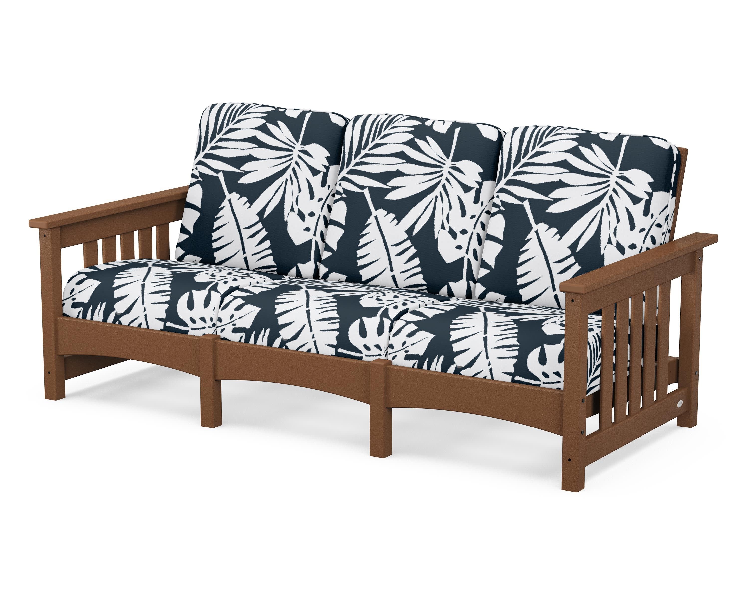 Club Mission Sofa in Teak / Leaf Marine Indigo