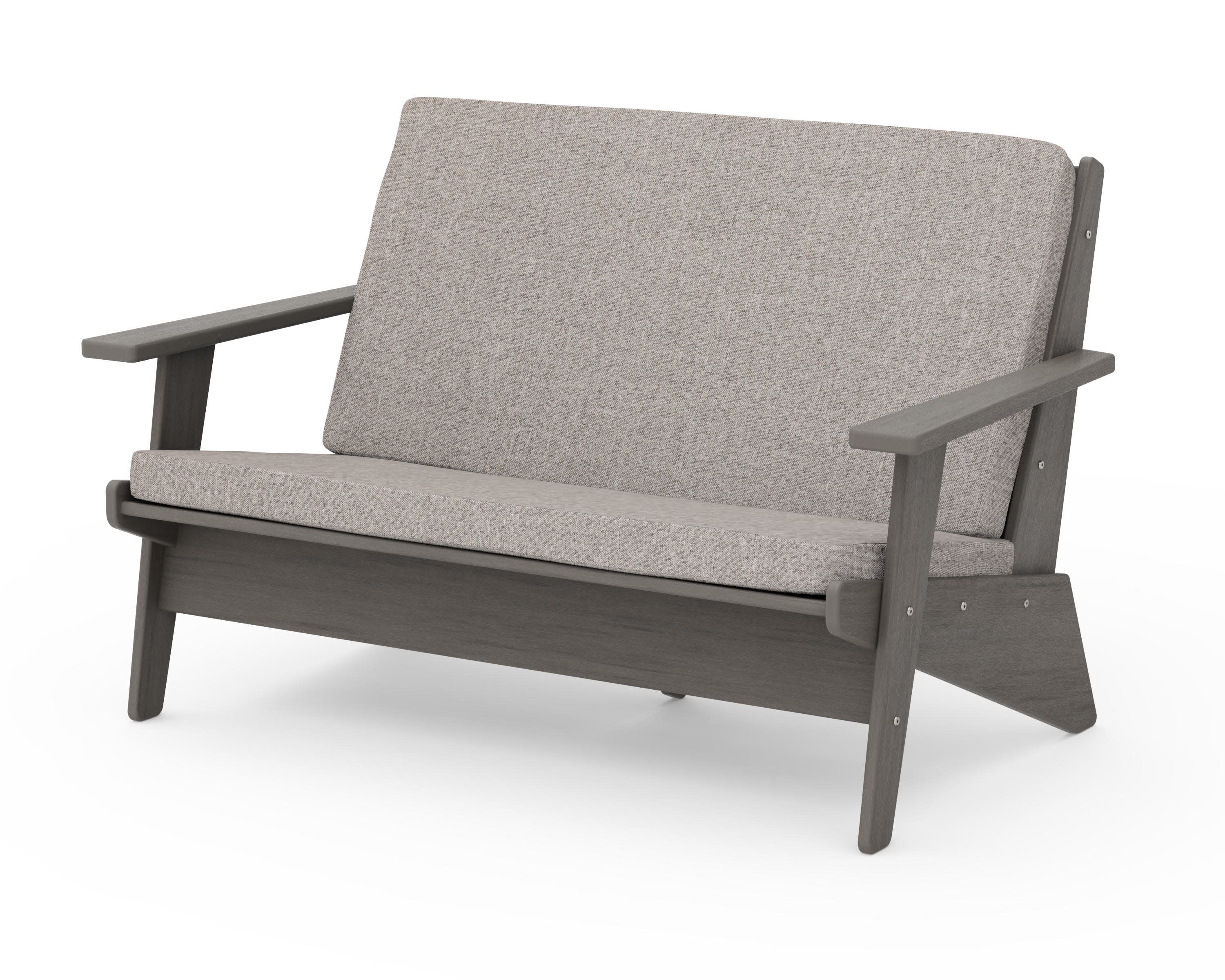 Riviera Modern Lounge Loveseat in Driftwood / Weathered Tweed