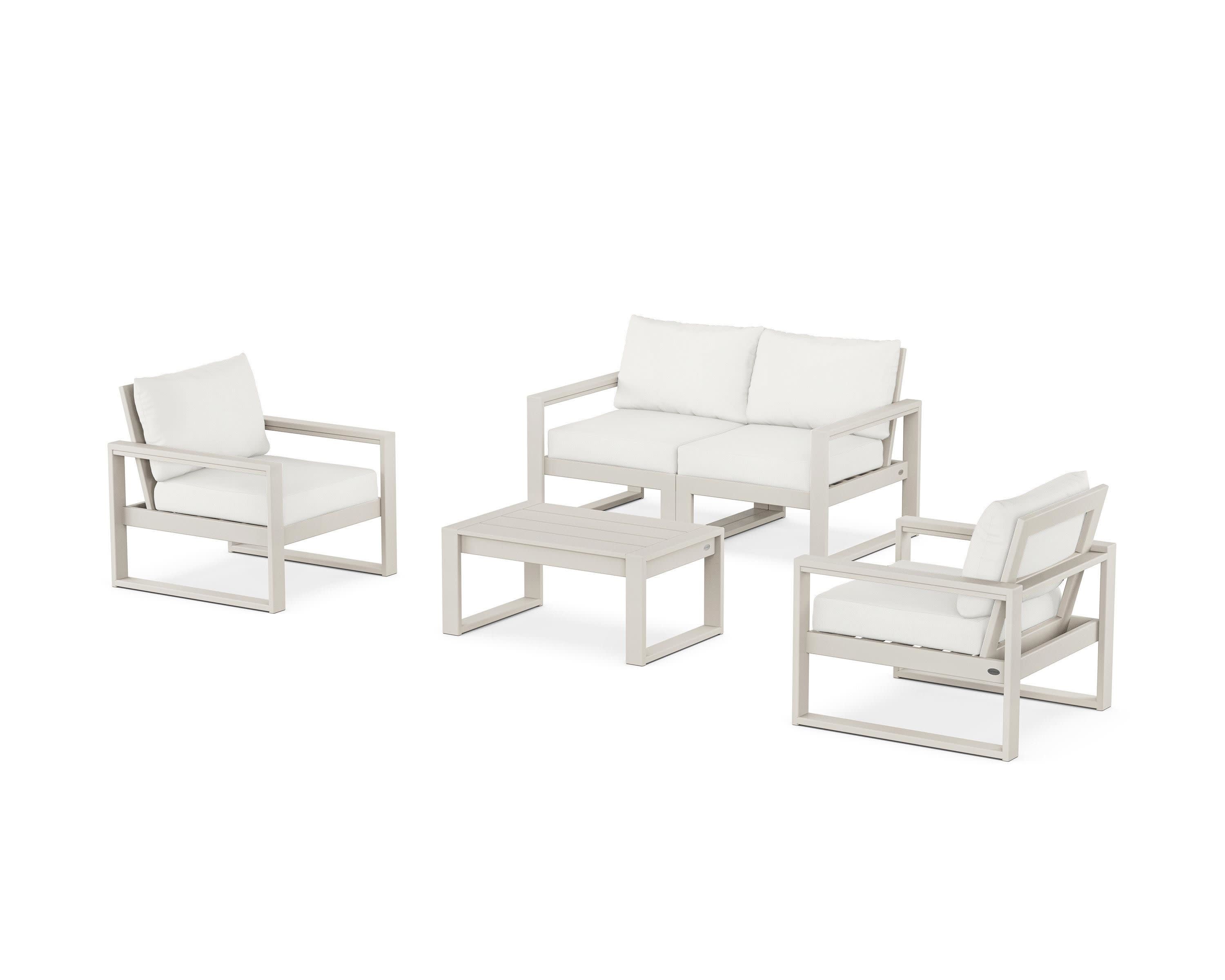 EDGE Sectional 4-Piece Deep Seating Set with Loveseat in Sand / Natural Linen