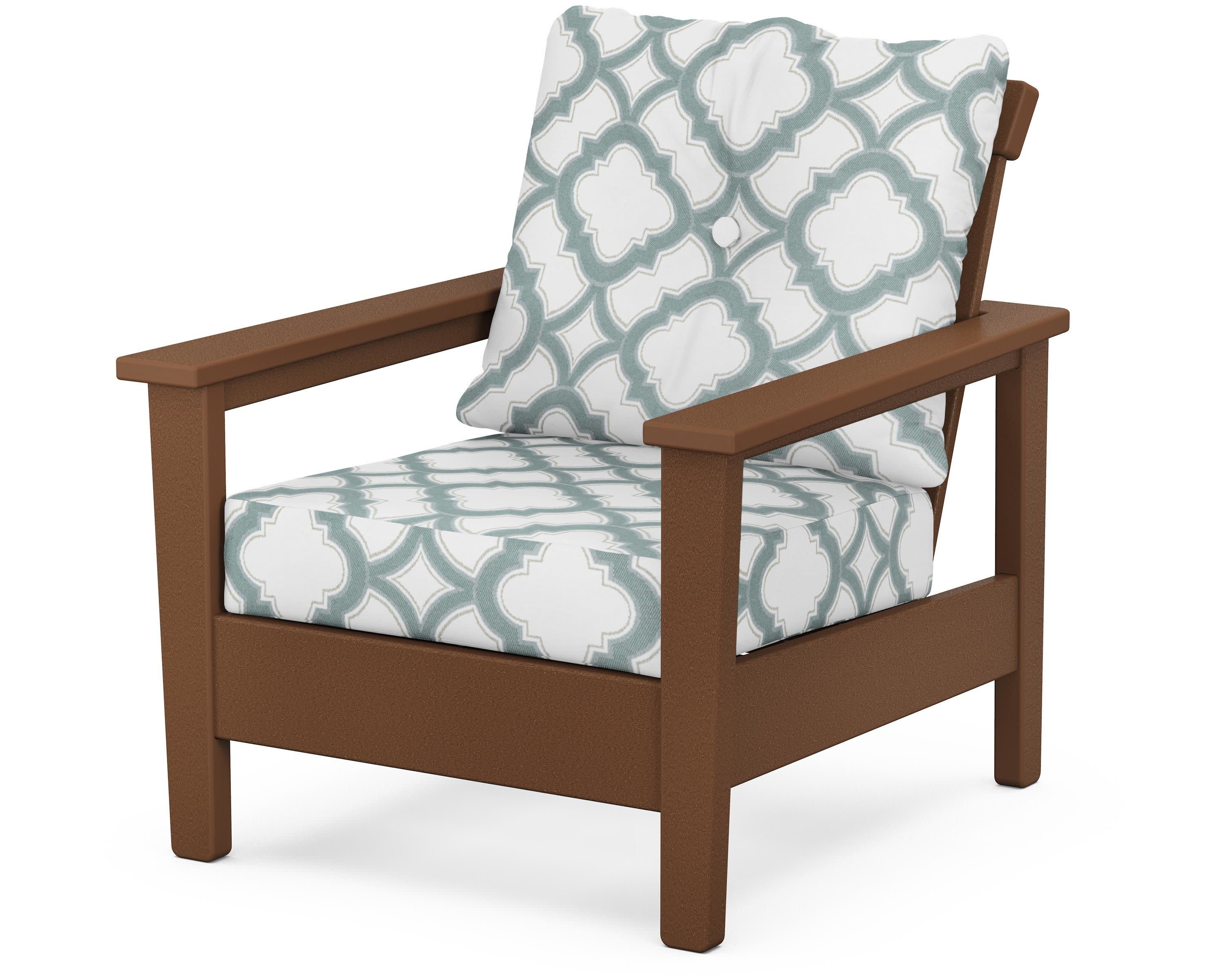 Prescott Deep Seating Chair in Teak / Trellis Glacier Spa