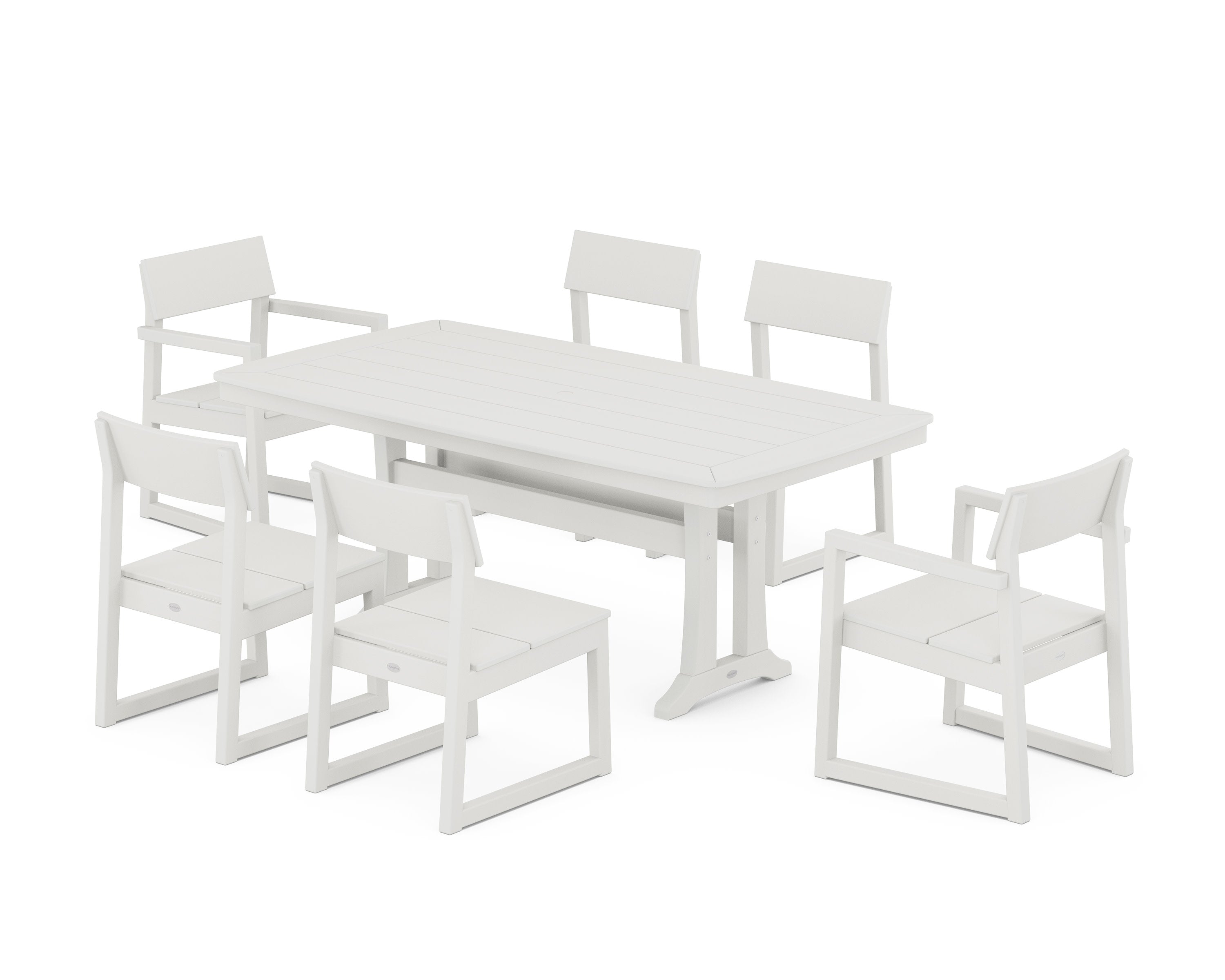 EDGE 7-Piece Dining Set with Trestle Legs in Vintage White