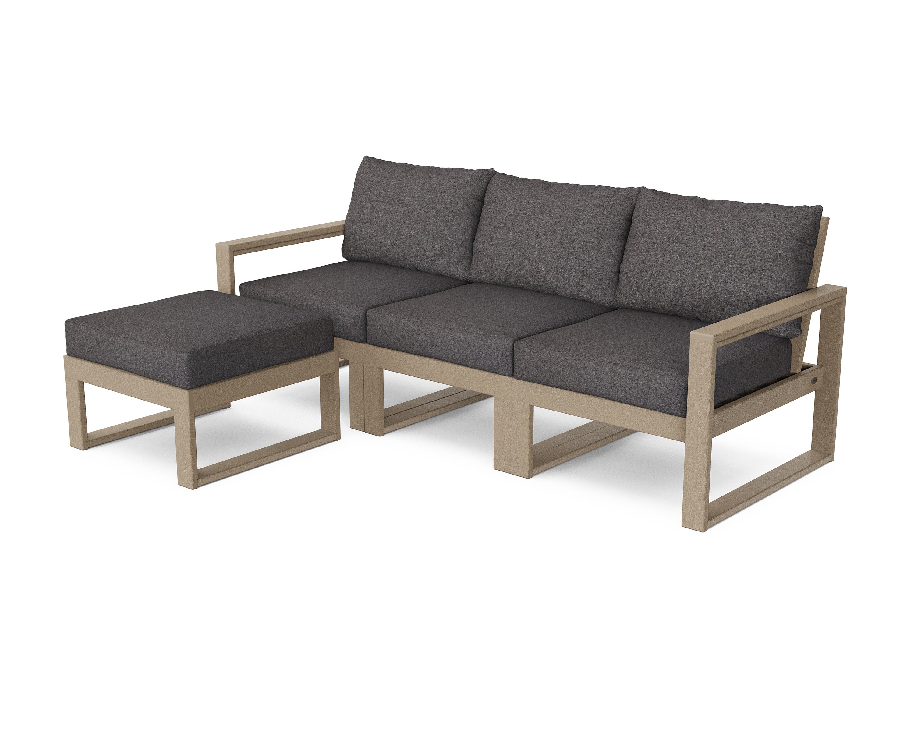 EDGE 4-Piece Modular Deep Seating Set with Ottoman in Vintage Sahara / Ash Charcoal