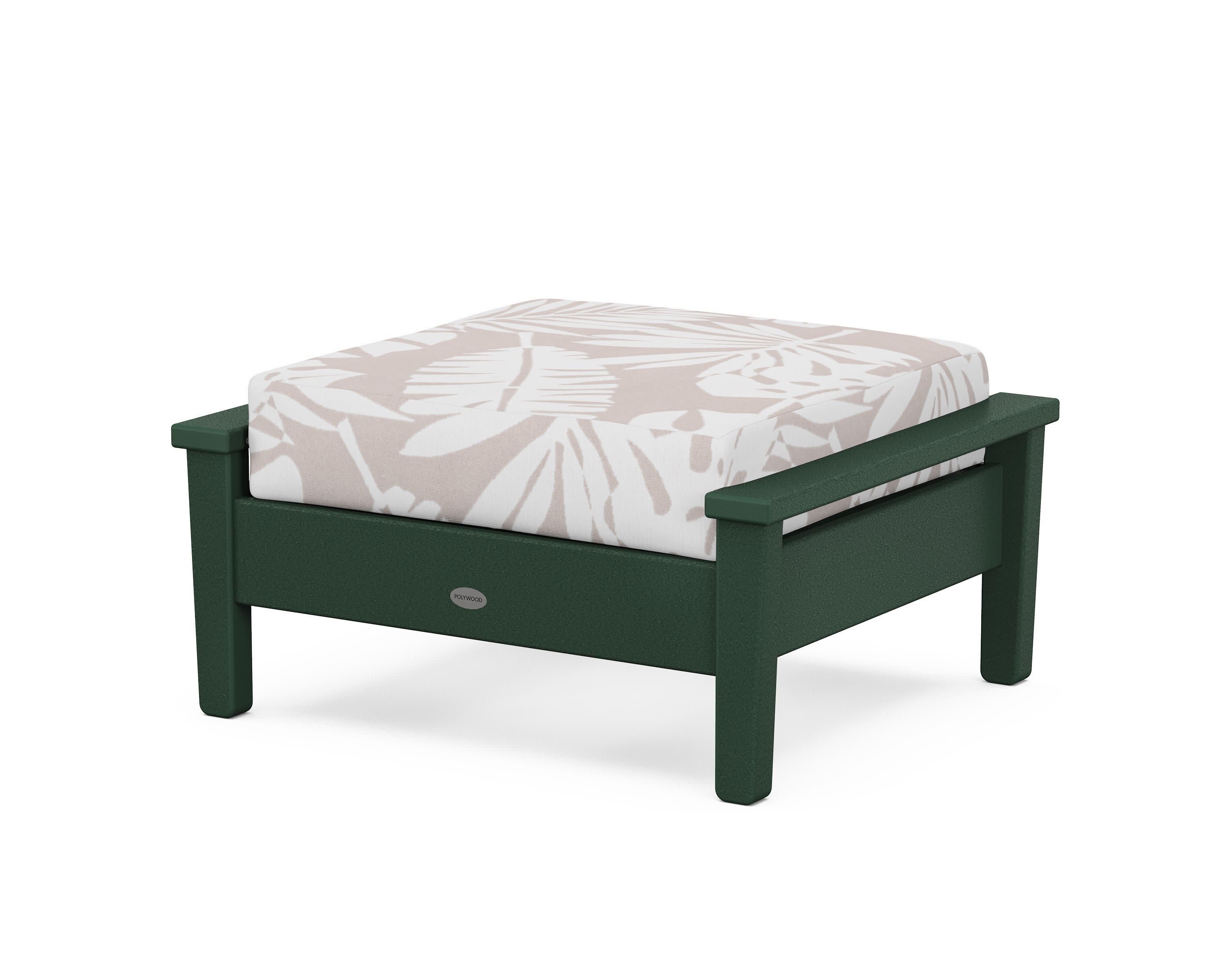 Prescott Deep Seating Ottoman in Green / Leaf Dune Burlap