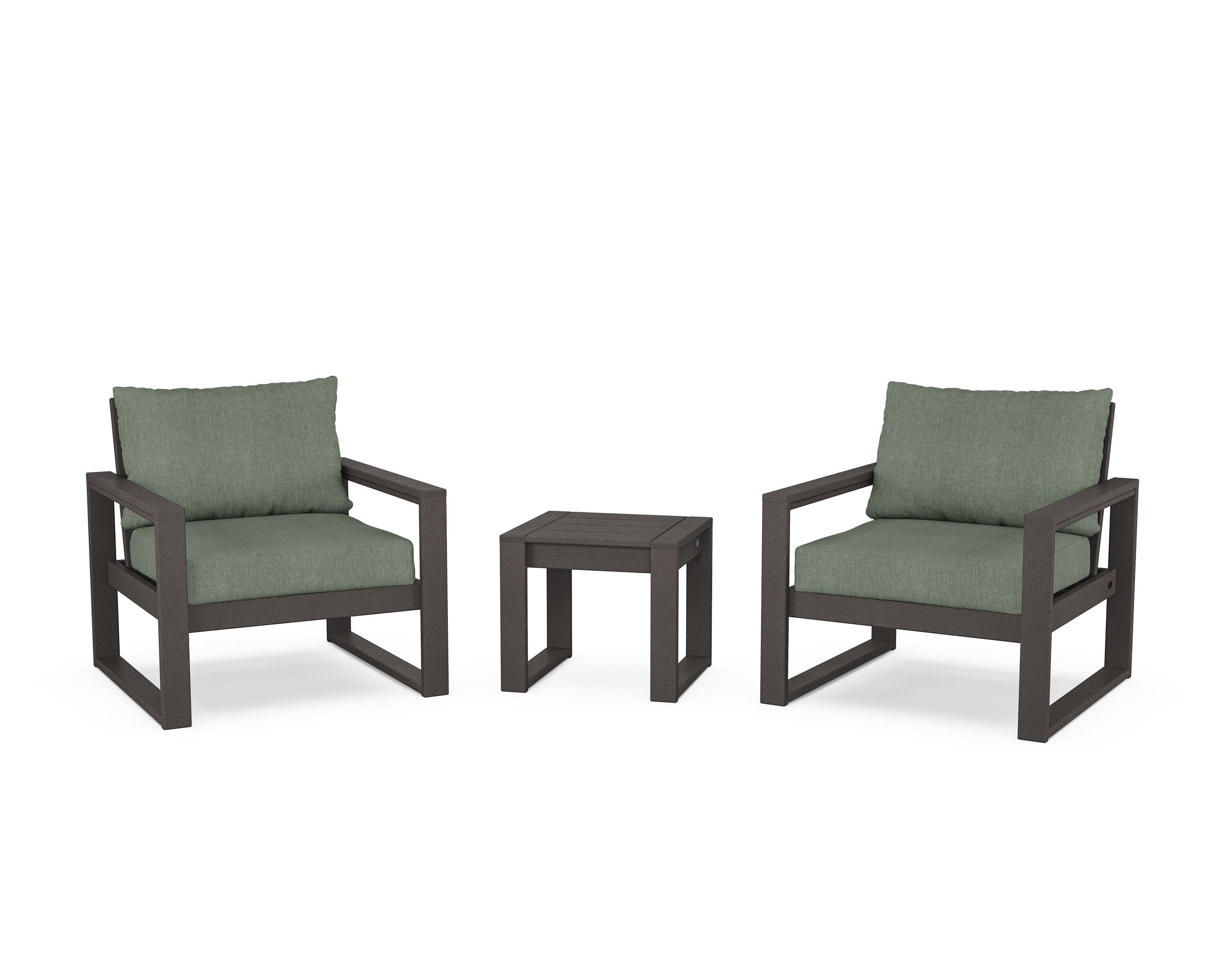EDGE Sectional 3-Piece Deep Seating Set in Vintage Coffee / Cast Sage