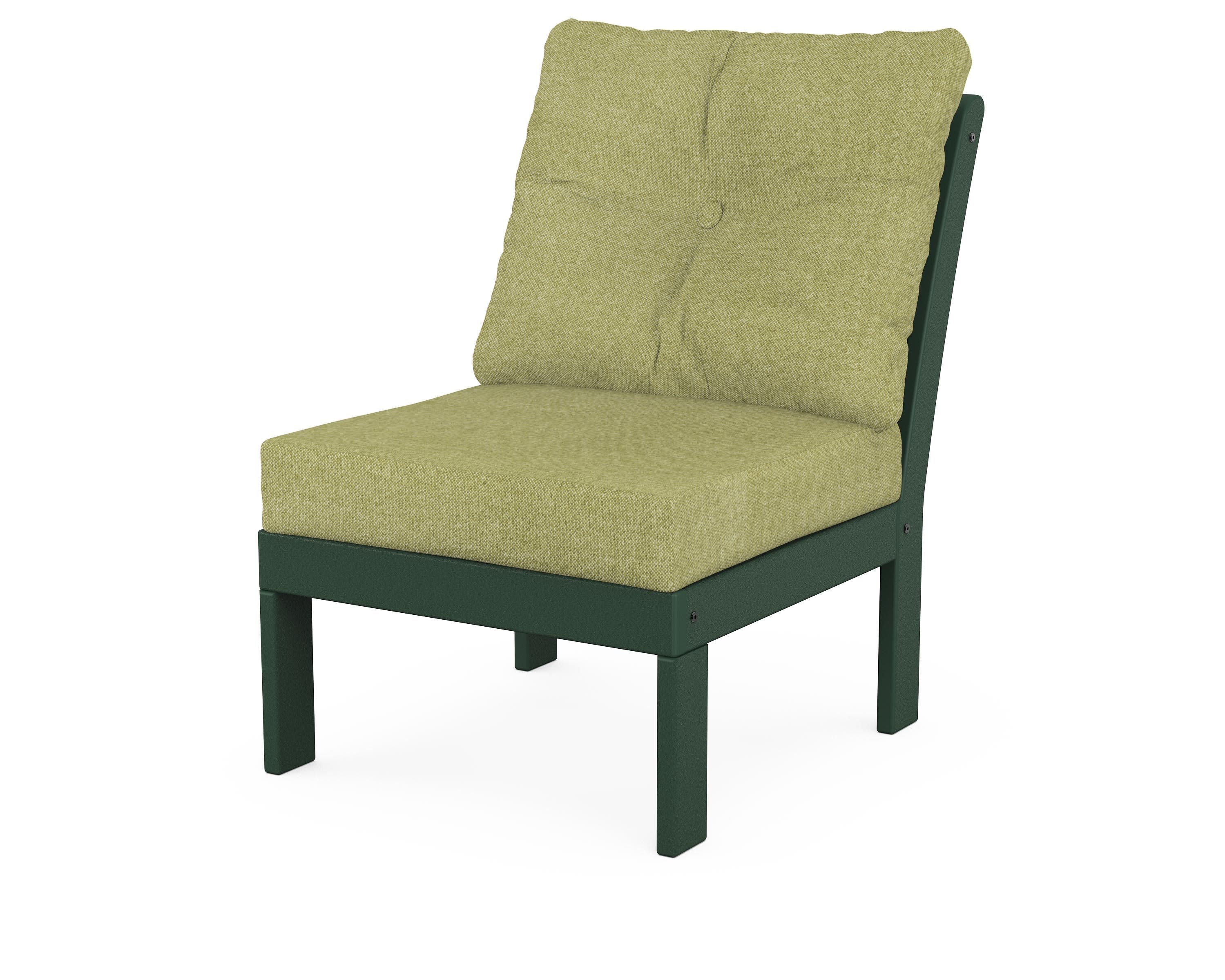 Vineyard Modular Armless Chair in Green / Chartreuse Boucle