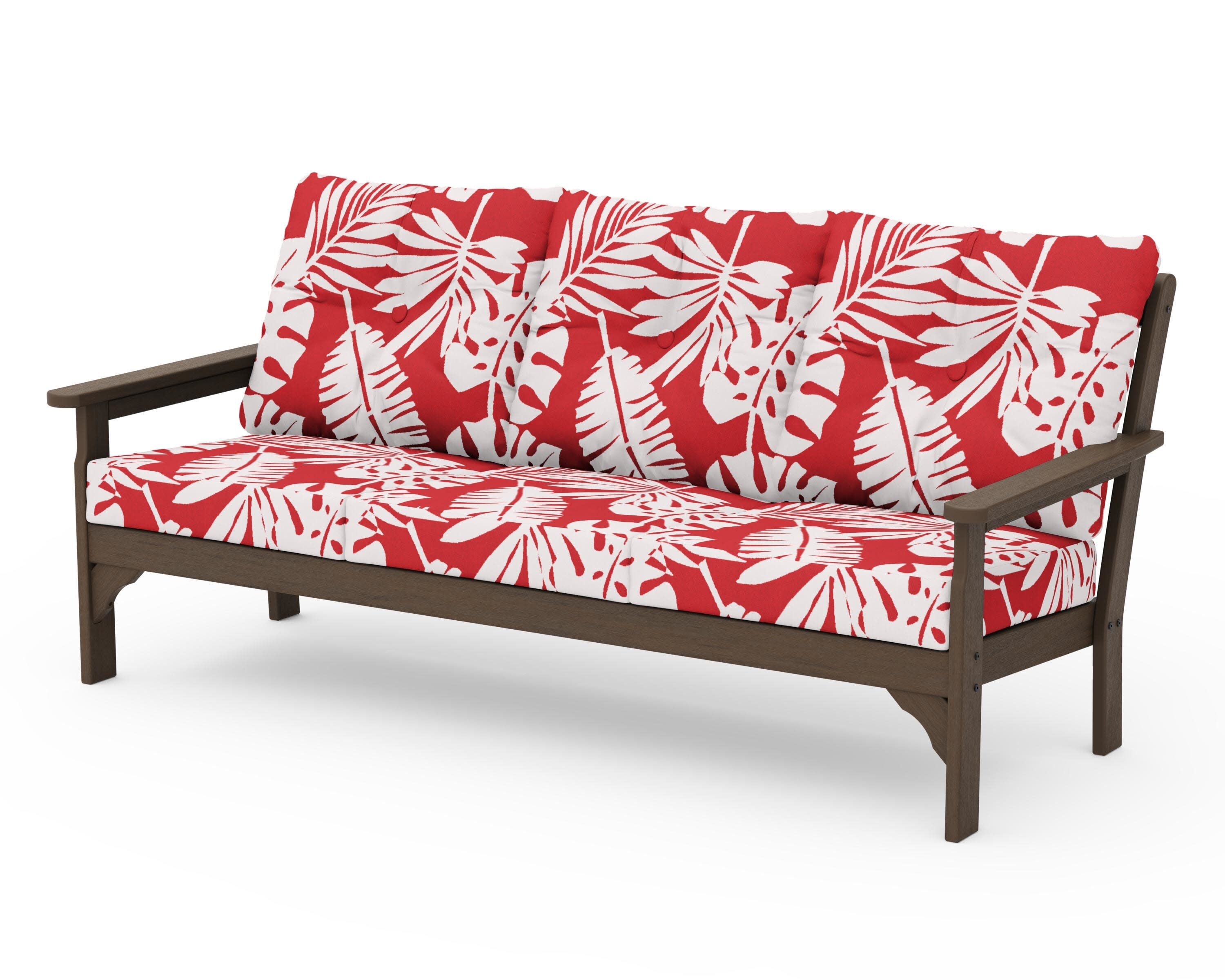 Vineyard Deep Seating Sofa in Kona / Leaf Crimson
