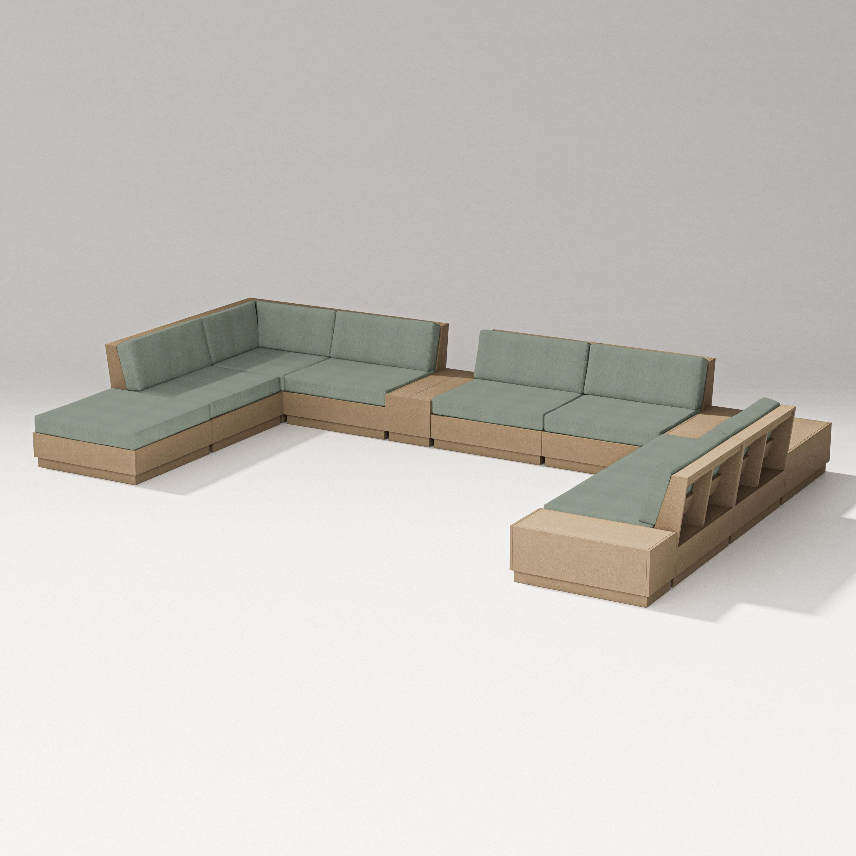 Elevate 11-Piece Conversation Sectional Set in Vintage Sahara / Cast Sage