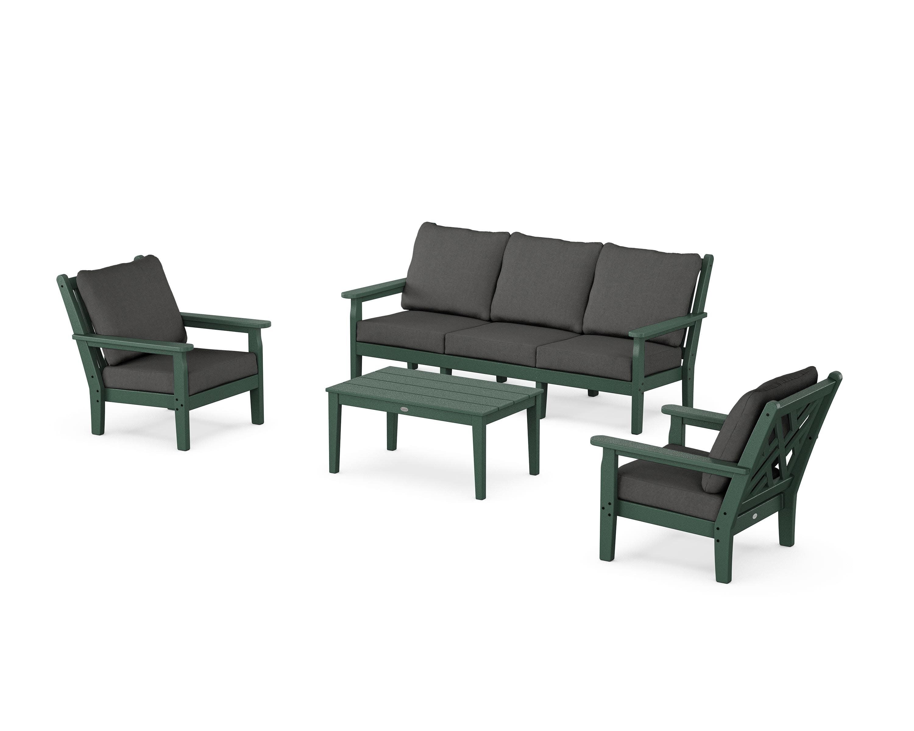 Chippendale 4-Piece Deep Seating Set with Sofa in Green / Spectrum Carbon