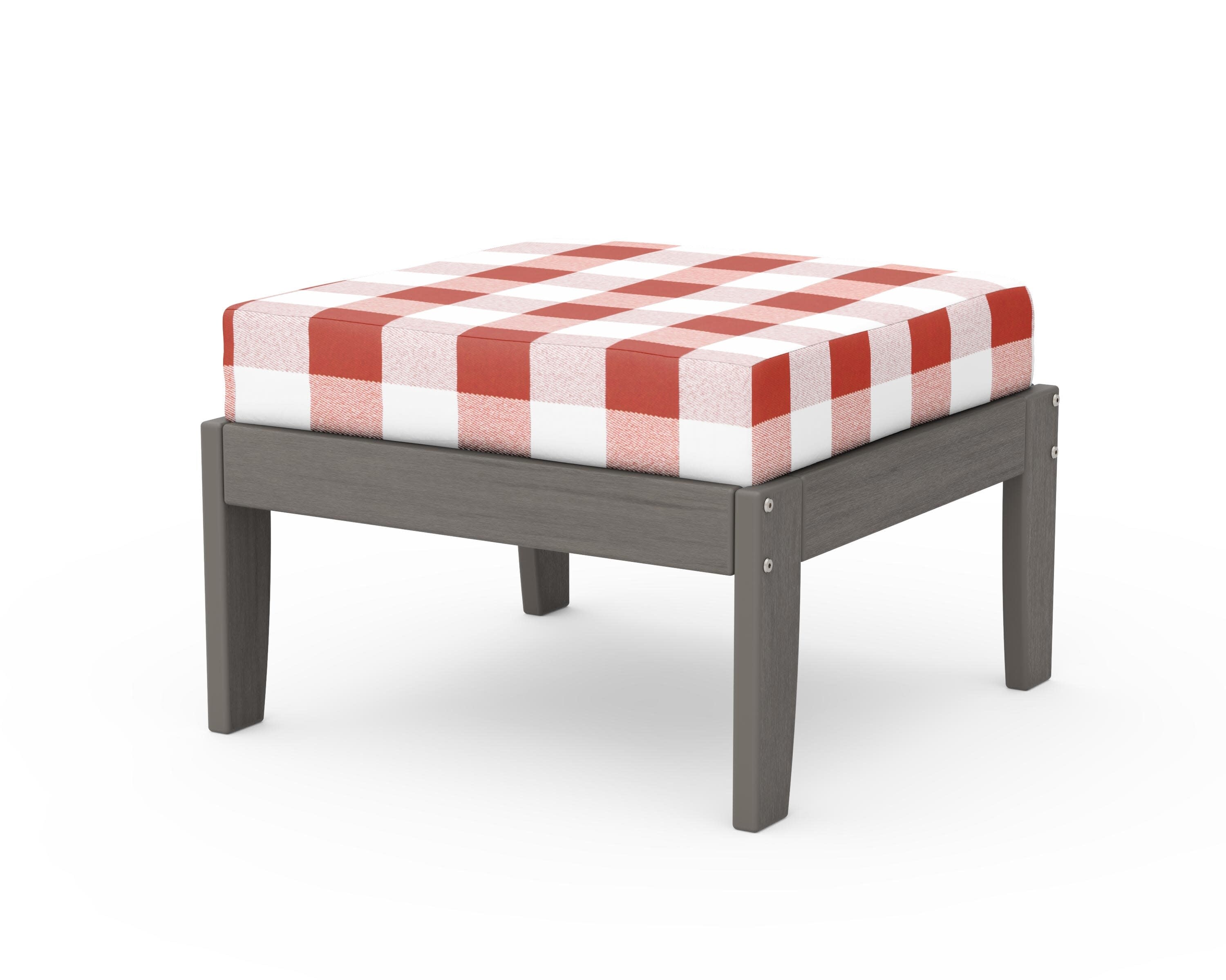 Modular Ottoman - Classic in Driftwood / Buffalo Plaid Crimson