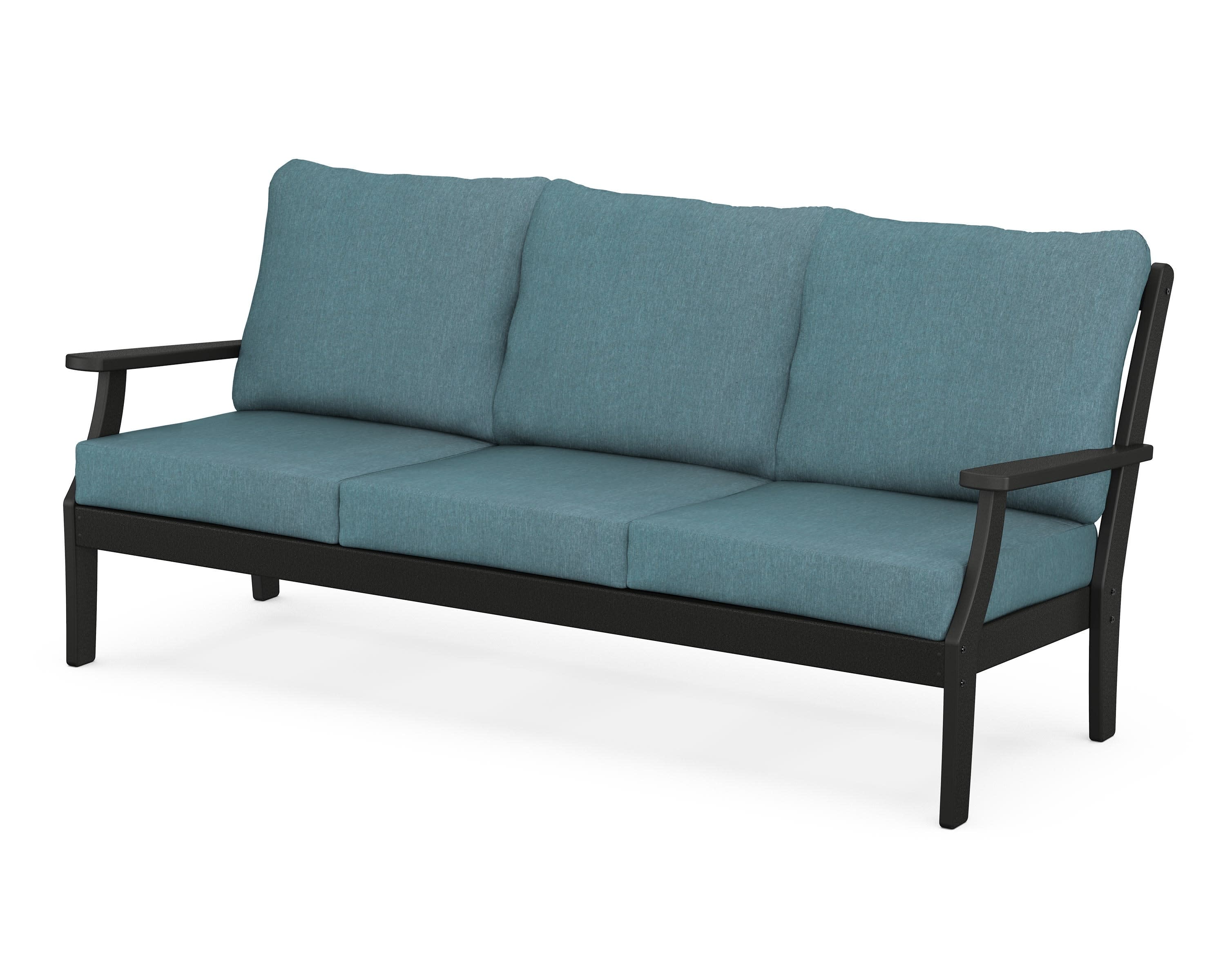 Braxton Deep Seating Sofa in Black / Ocean Teal