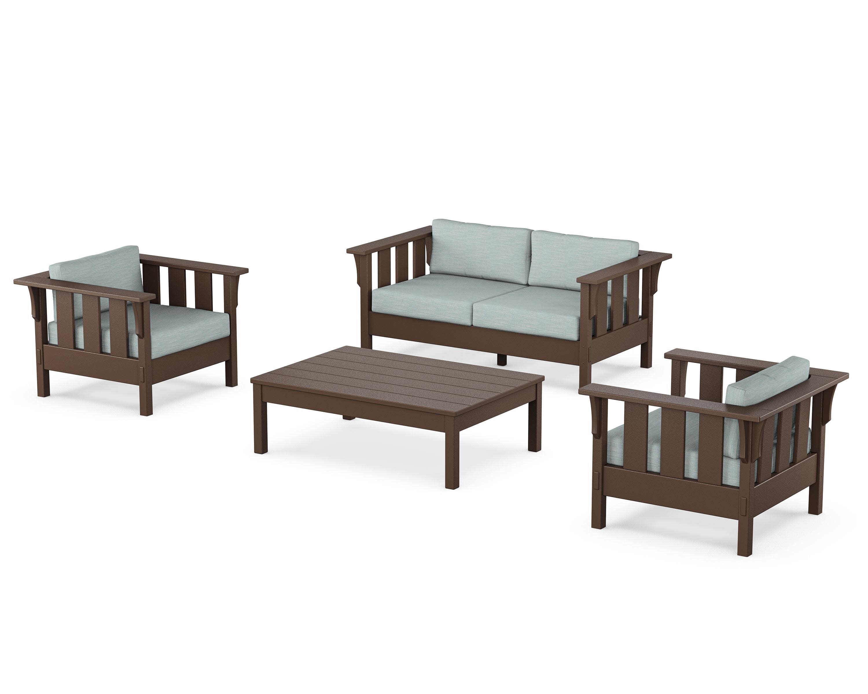 Acadia 4-Piece Deep Seating Set with Loveseat in Mahogany / Soothe Mist