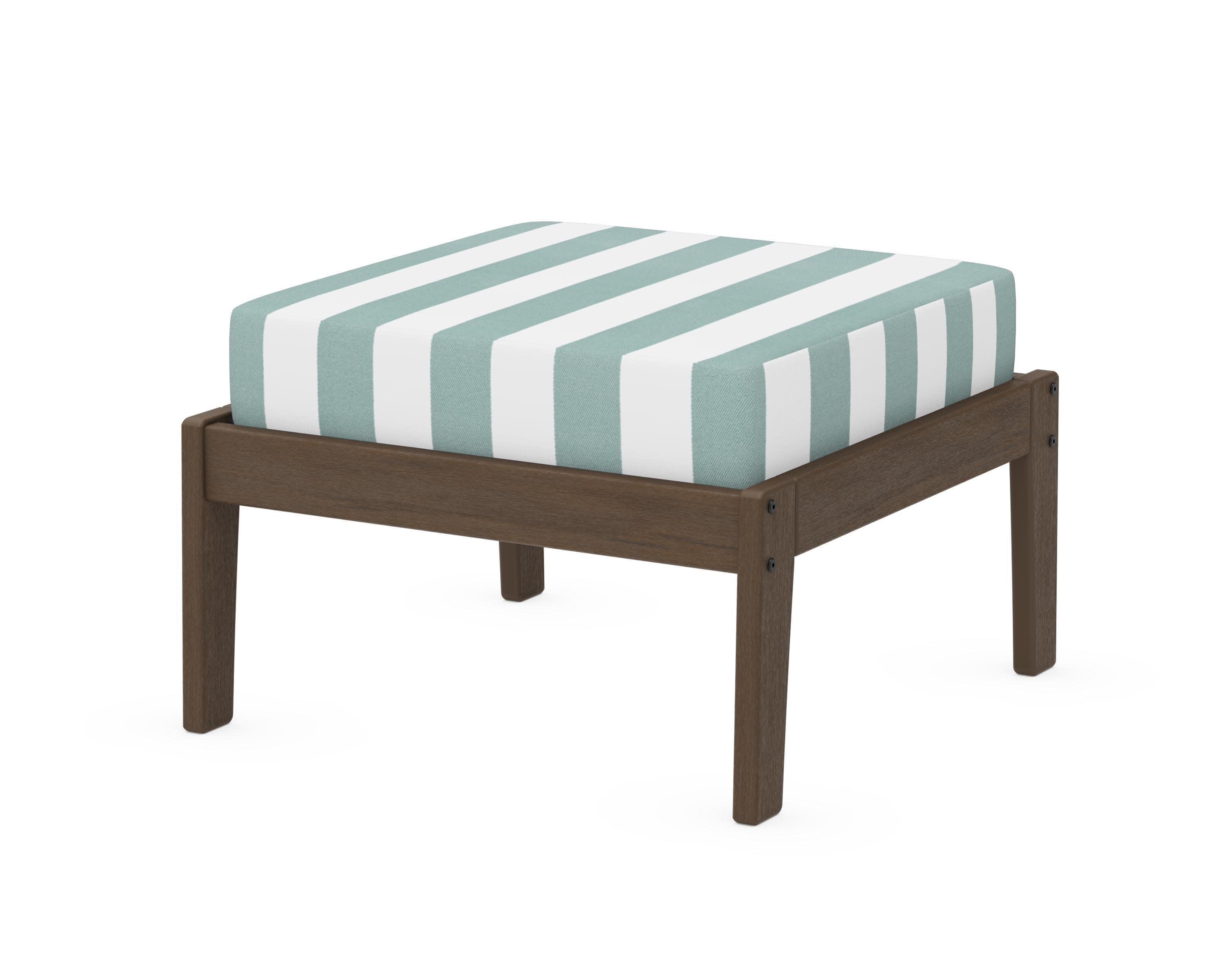 Deep Seating Ottoman in Kona / Cabana Stripe Glacier Spa