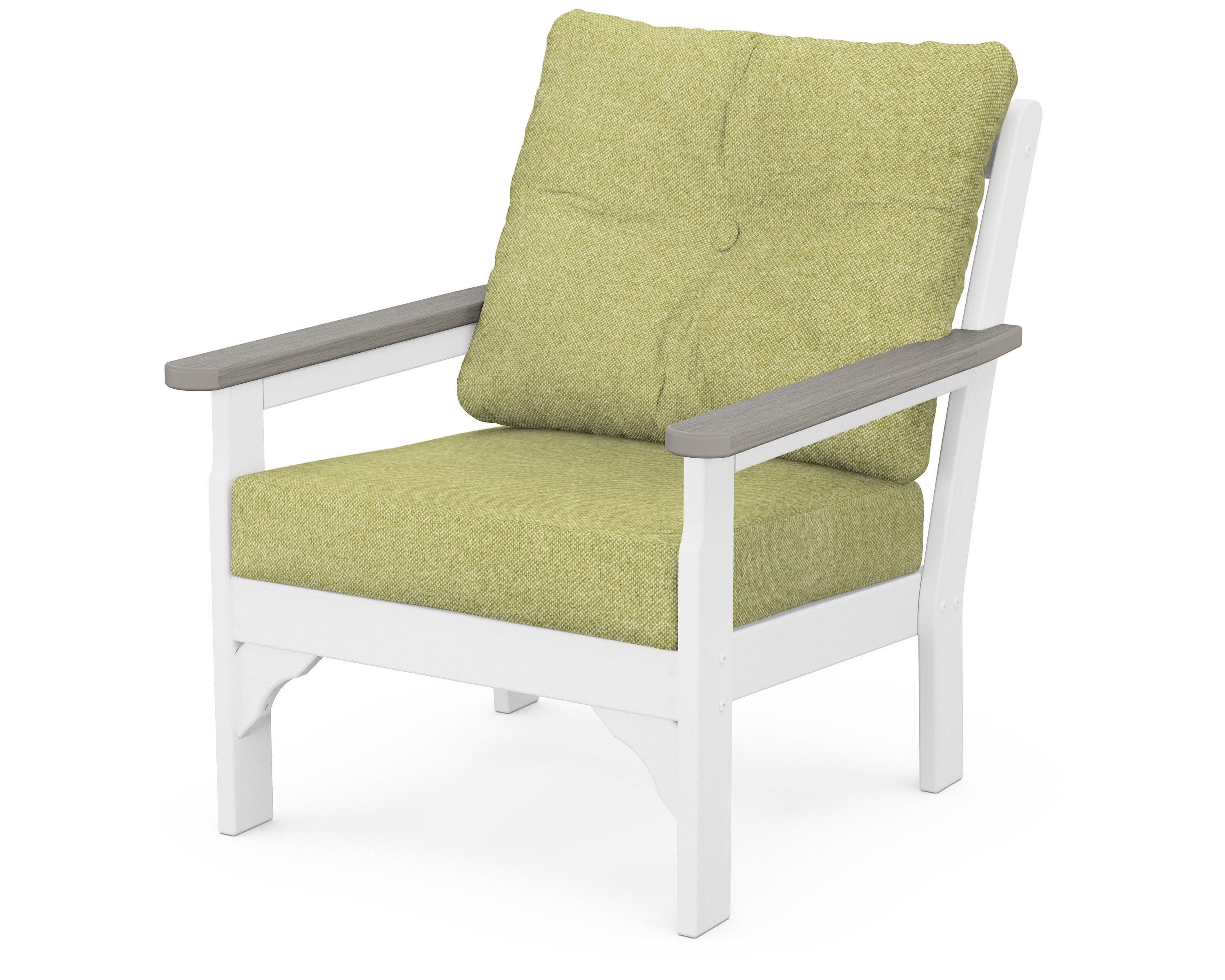 Vineyard Deep Seating Chair in White / Driftwood / Chartreuse Boucle