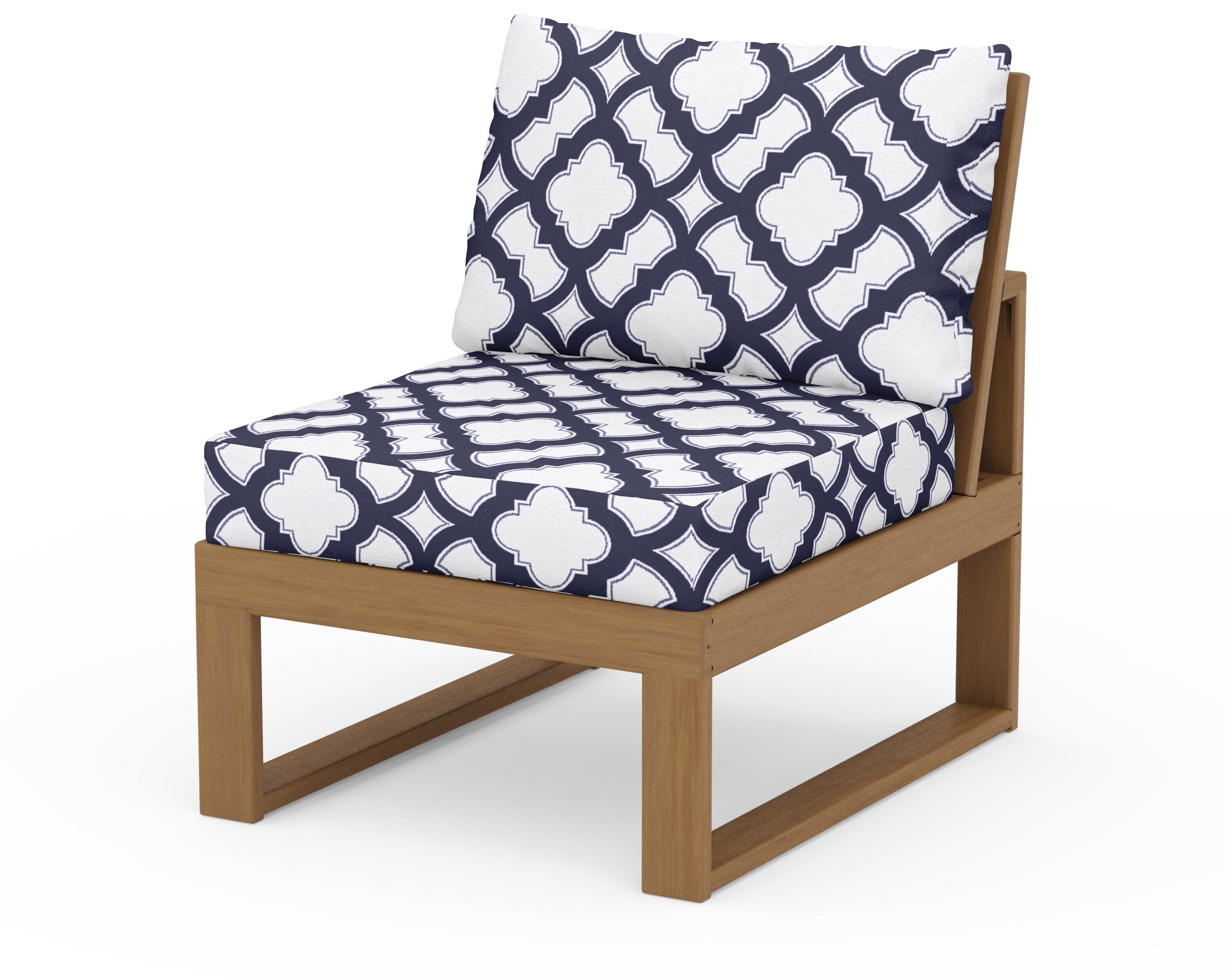 Modular Armless Chair in Natural / Trellis Navy