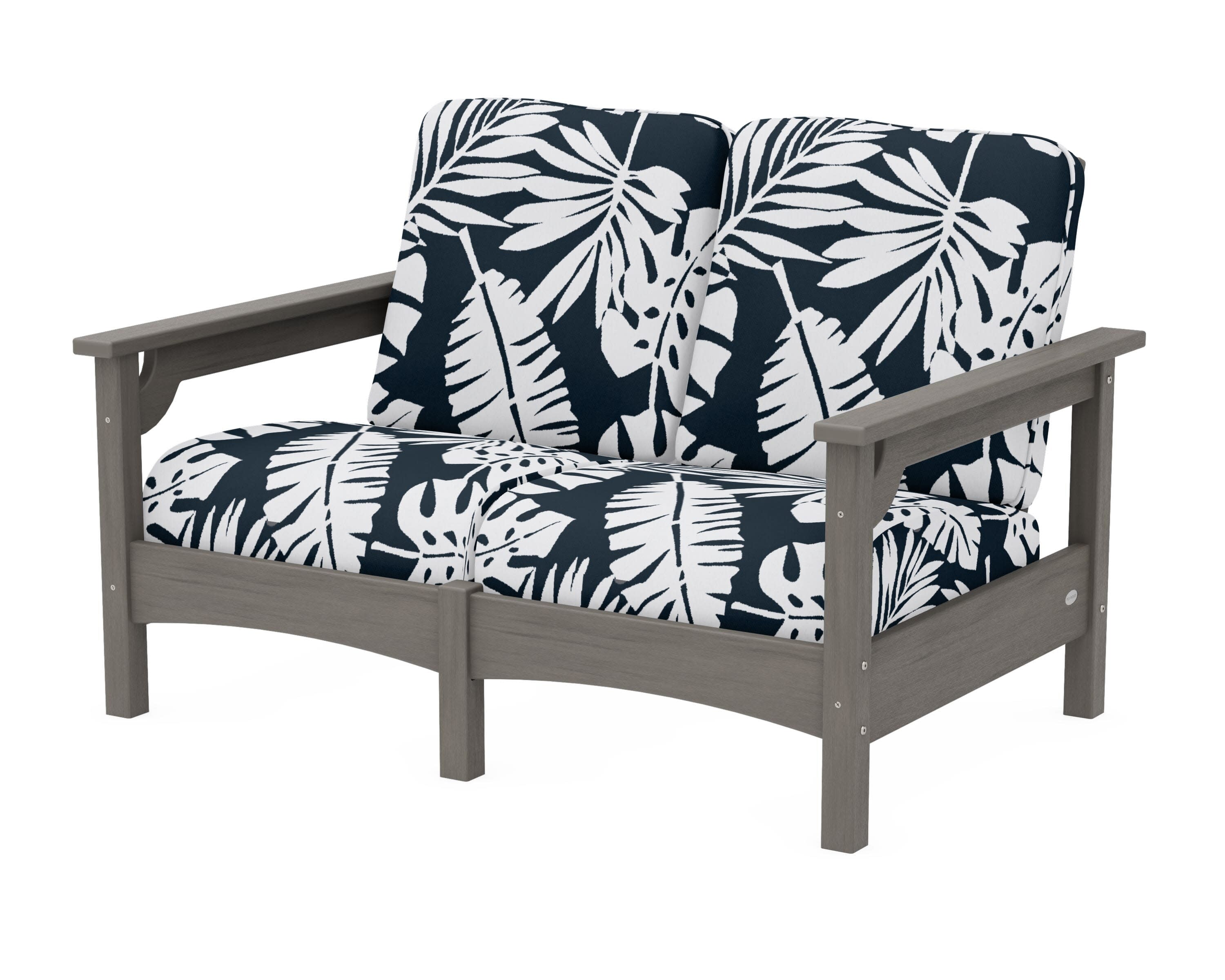 Club Loveseat in Driftwood / Leaf Marine Indigo
